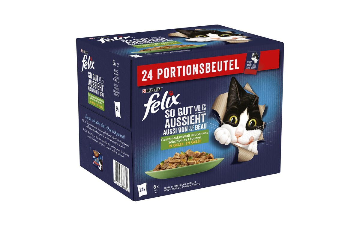 Felix Nassfutter So gut wie es aussieht Rind/Huhn/Lachs/Forelle mit Gemüse, 24x85g