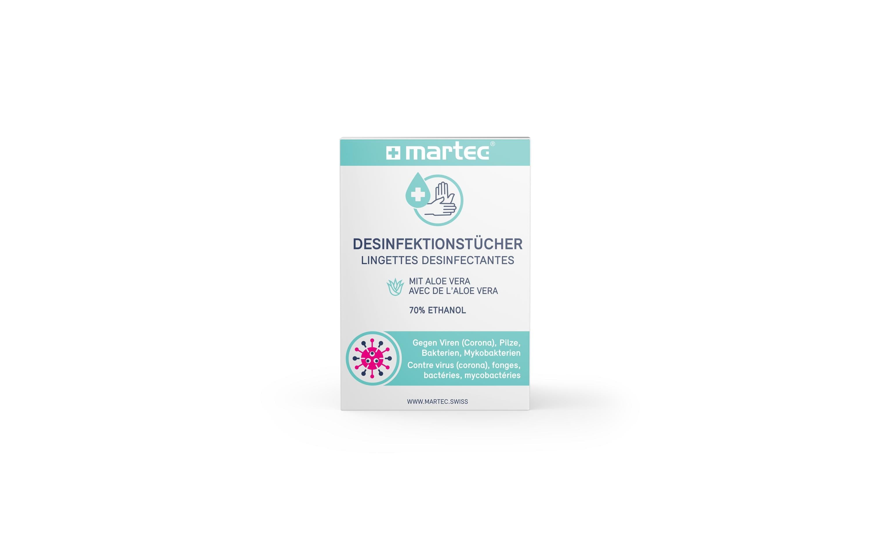 MARTEC Desinfektionstücher mit Aloe to go 10 Stück