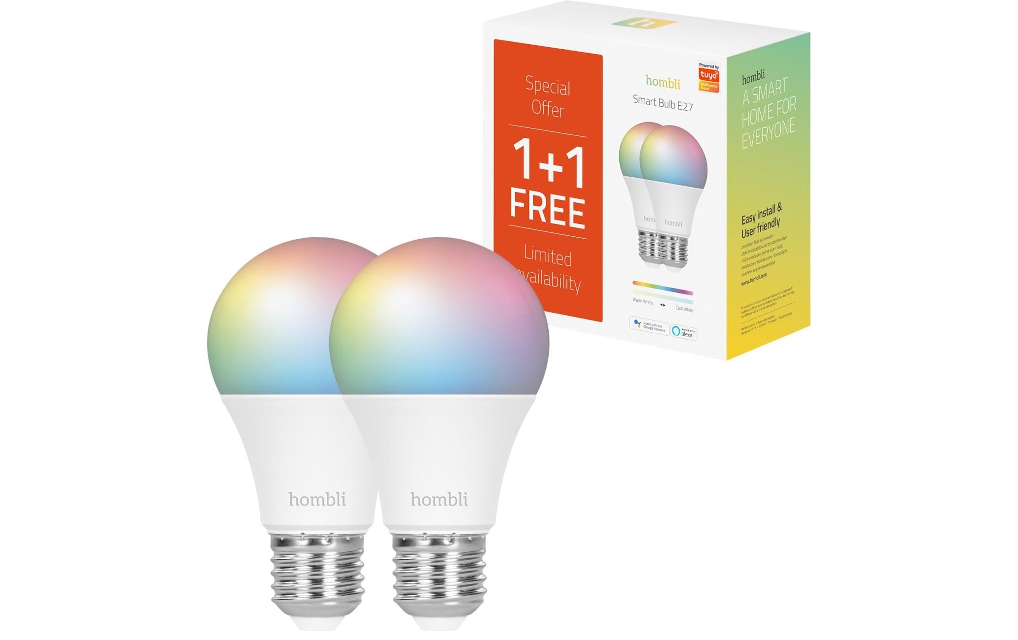 Hombli Smart Bulb E27 9W, RGB + CCT, Pack 1+1