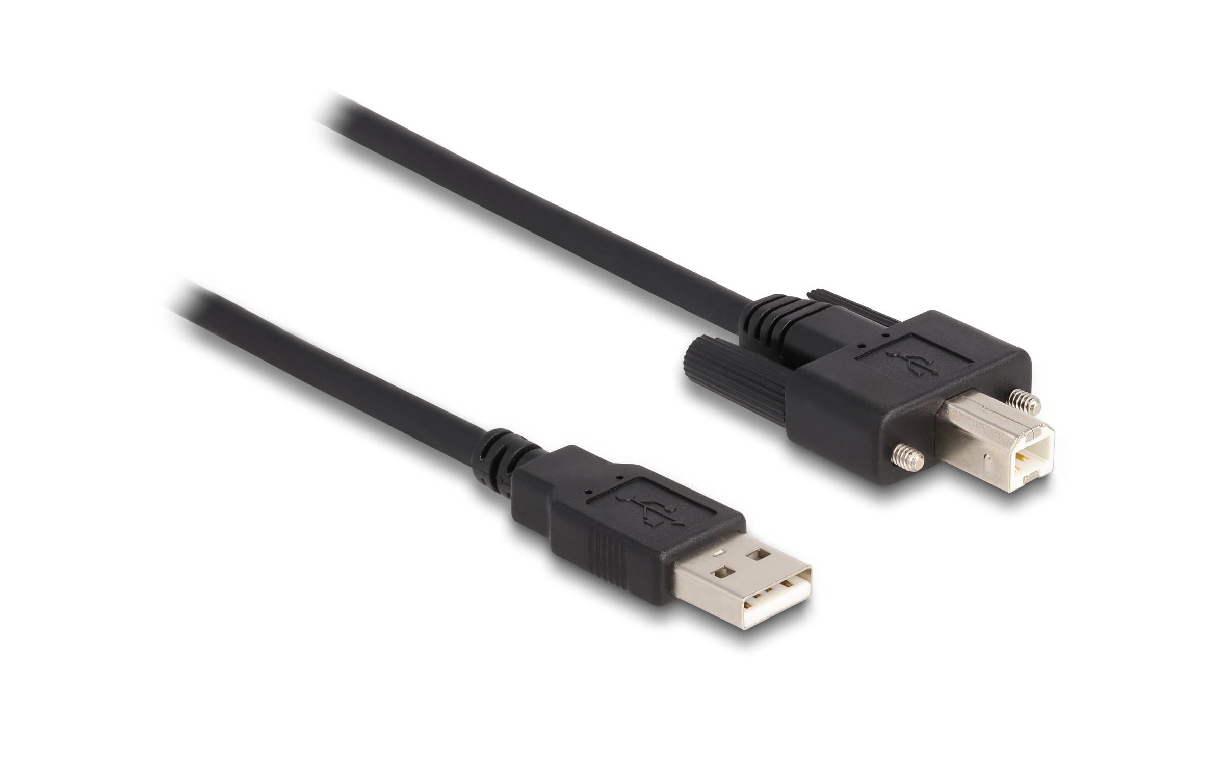 USB2.0 Kabel, A-Stecker zu Typ-B-Stecker mit Schraube, 0.5m, schwarz