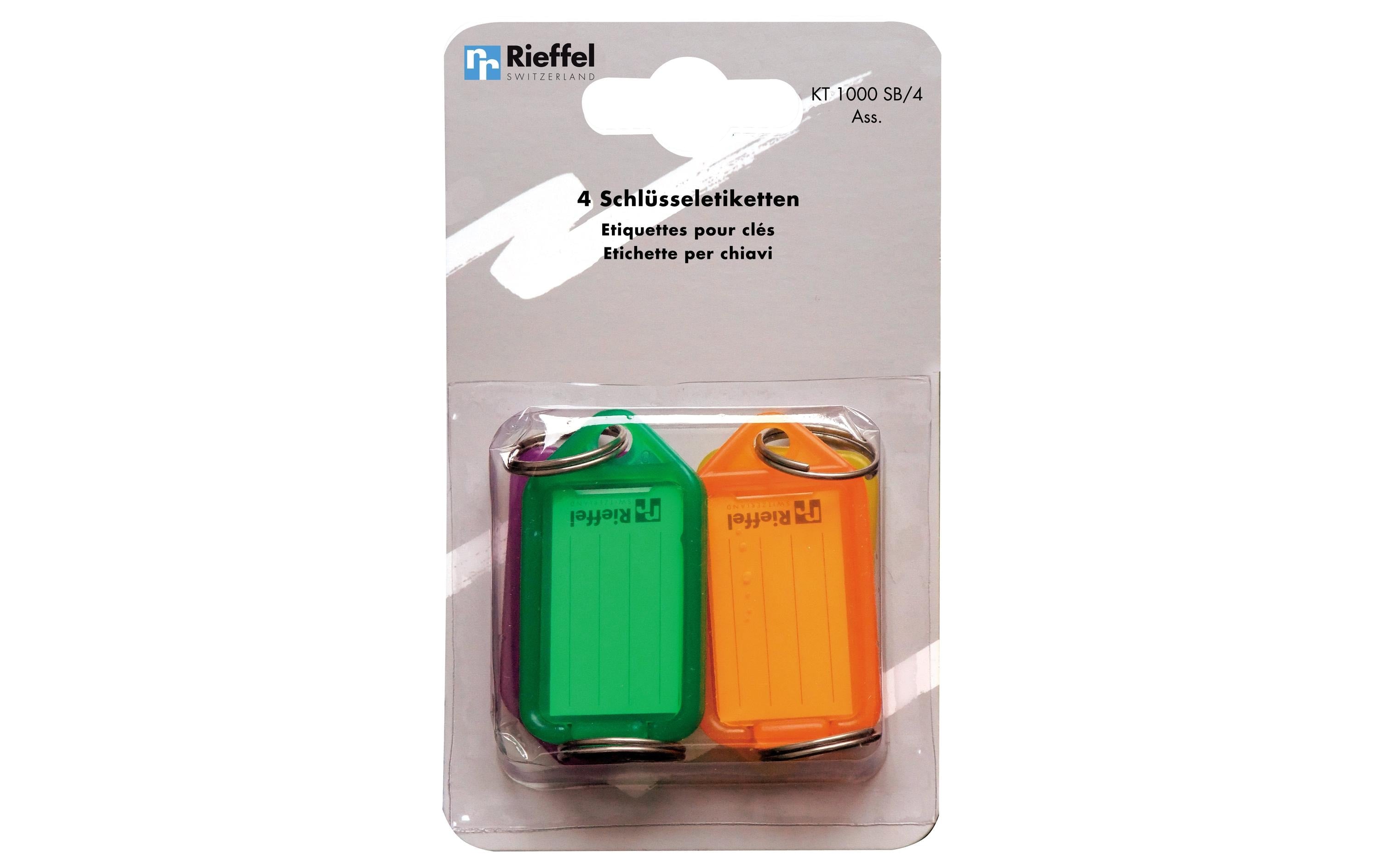 Rieffel Schlüsselanhänger 3.8 x 2.2mm 4 Stück, Blau, gelb, grün, violett