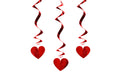Partydeco Girlande Swirls Herzen 60 cm, 3 Stück, rot