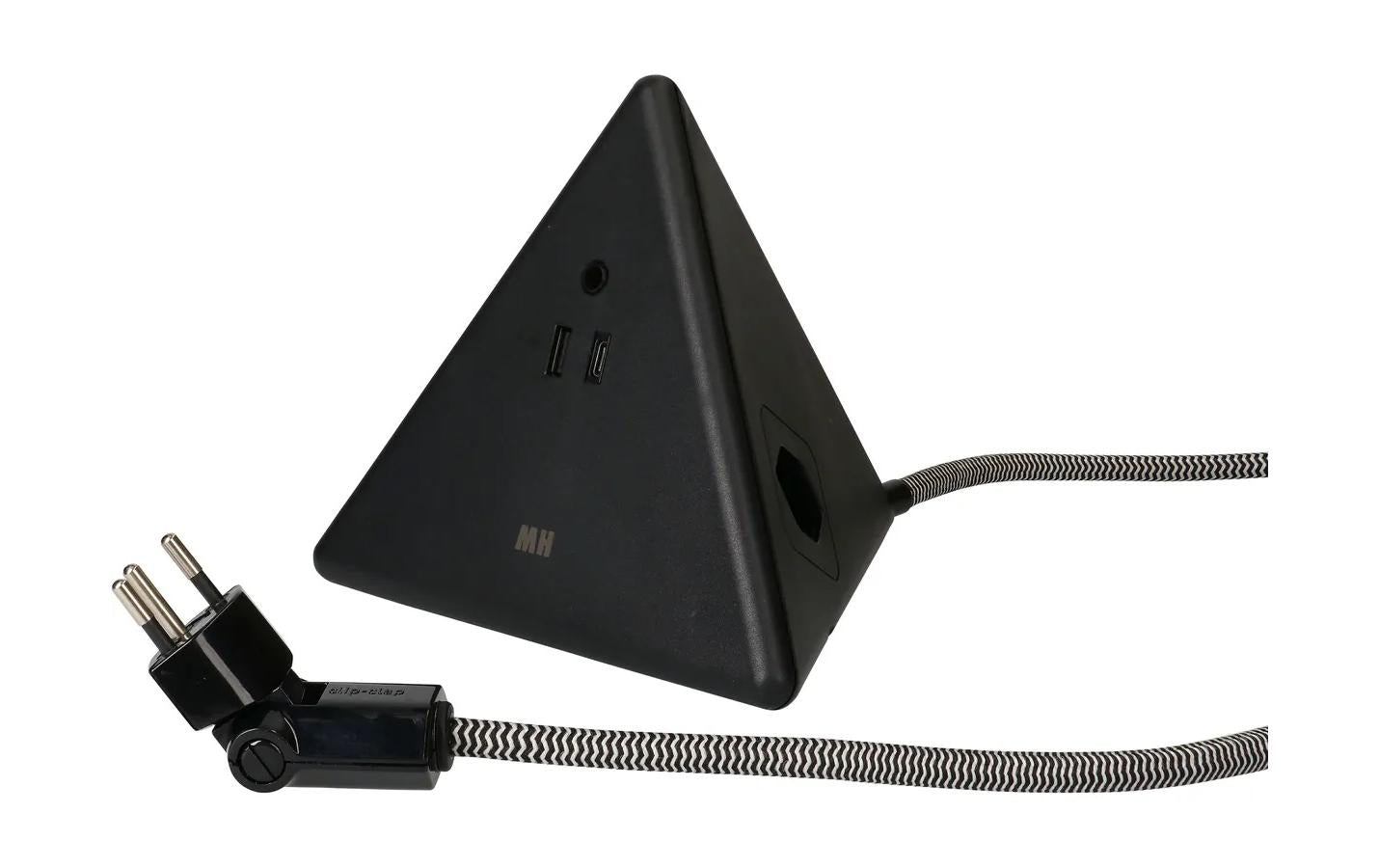 Max Hauri Pyramide Soft-Touch Oberfläche 2x T13, USB-A+C , 2.5m Zul., schwarz