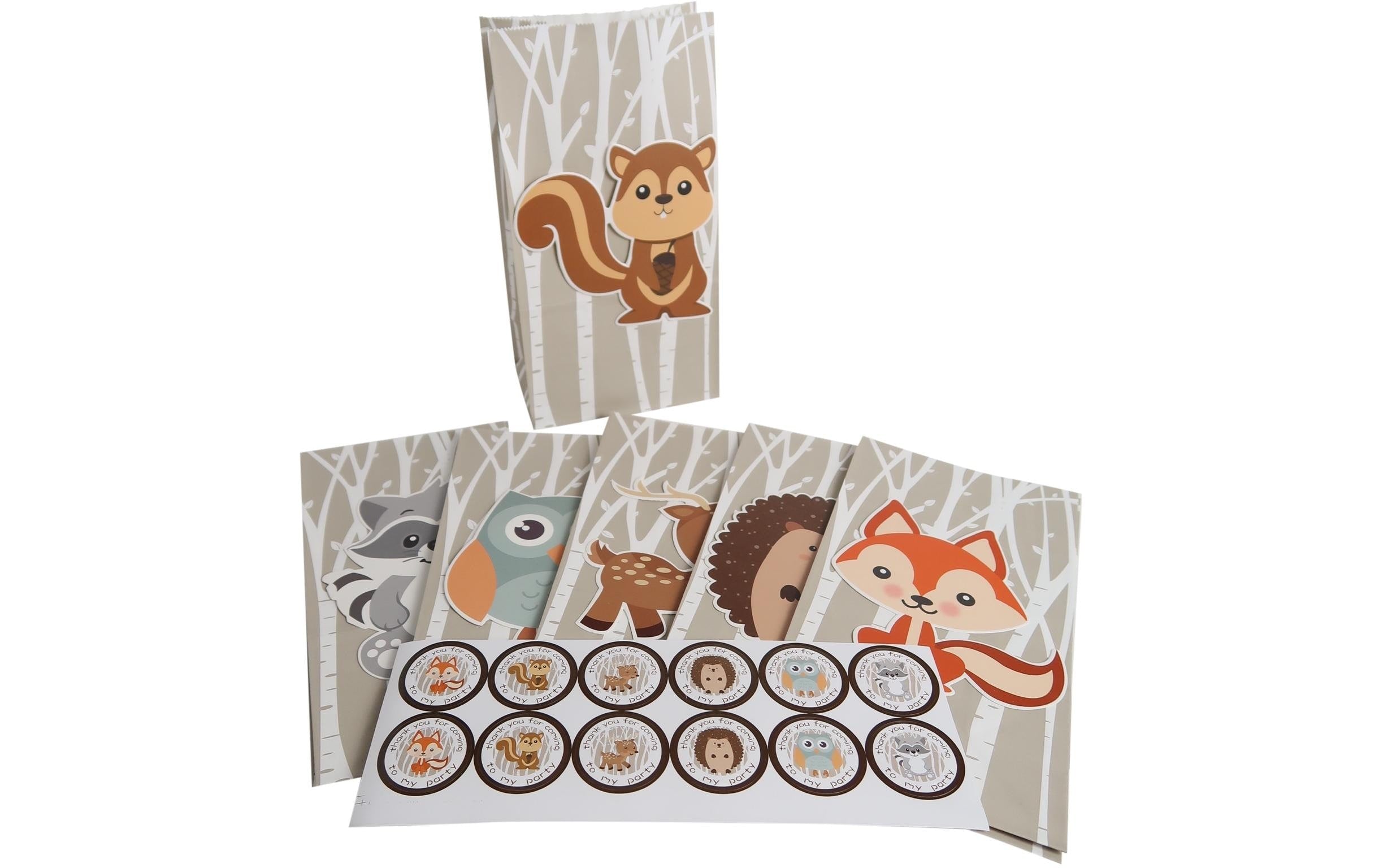 Backshop Tueten mit Waldtieren 22x12x8cm, samt Sticker