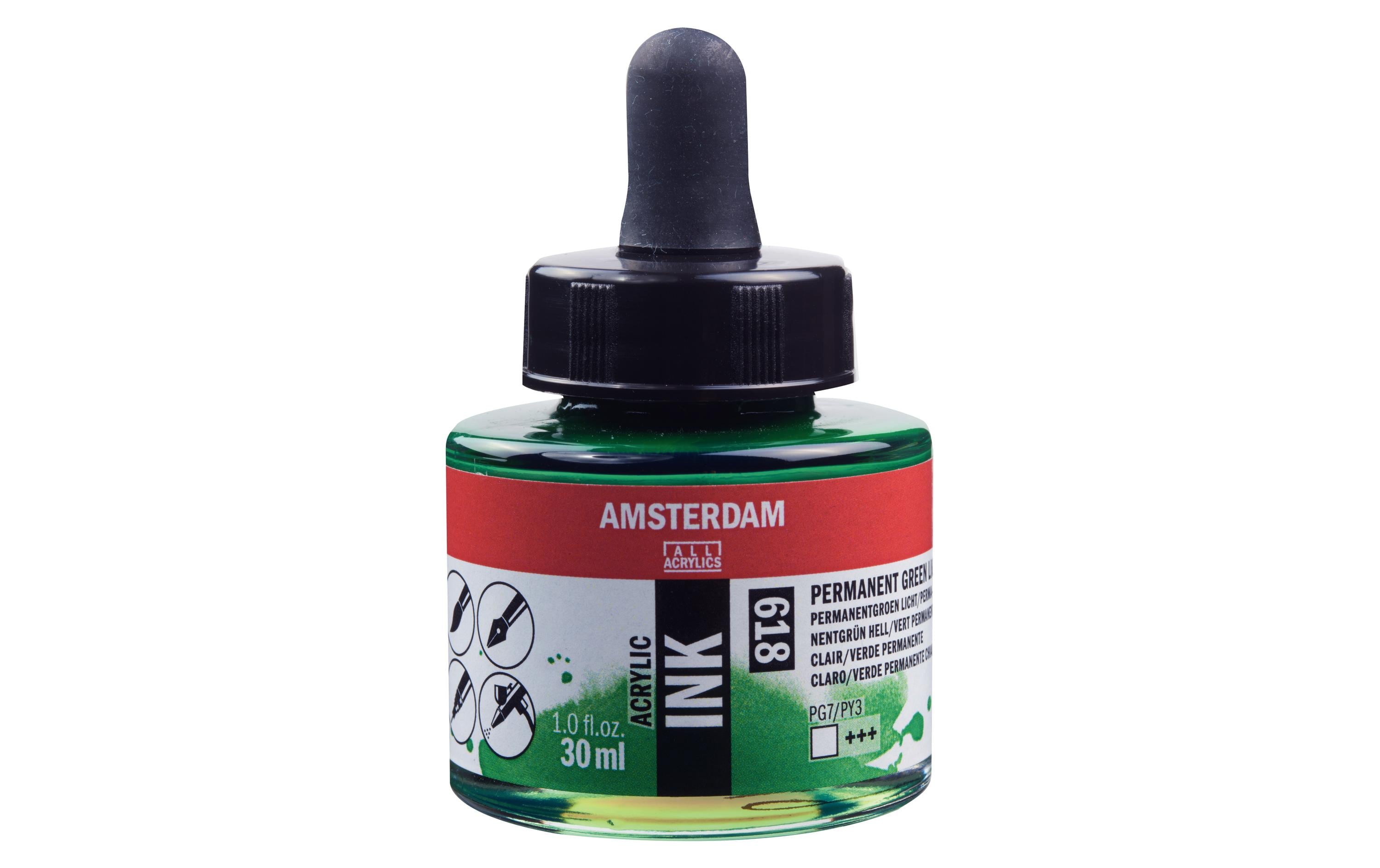 Amsterdam Acrylic Tinte 30 ml Farbe: Permanent Grün Hell
