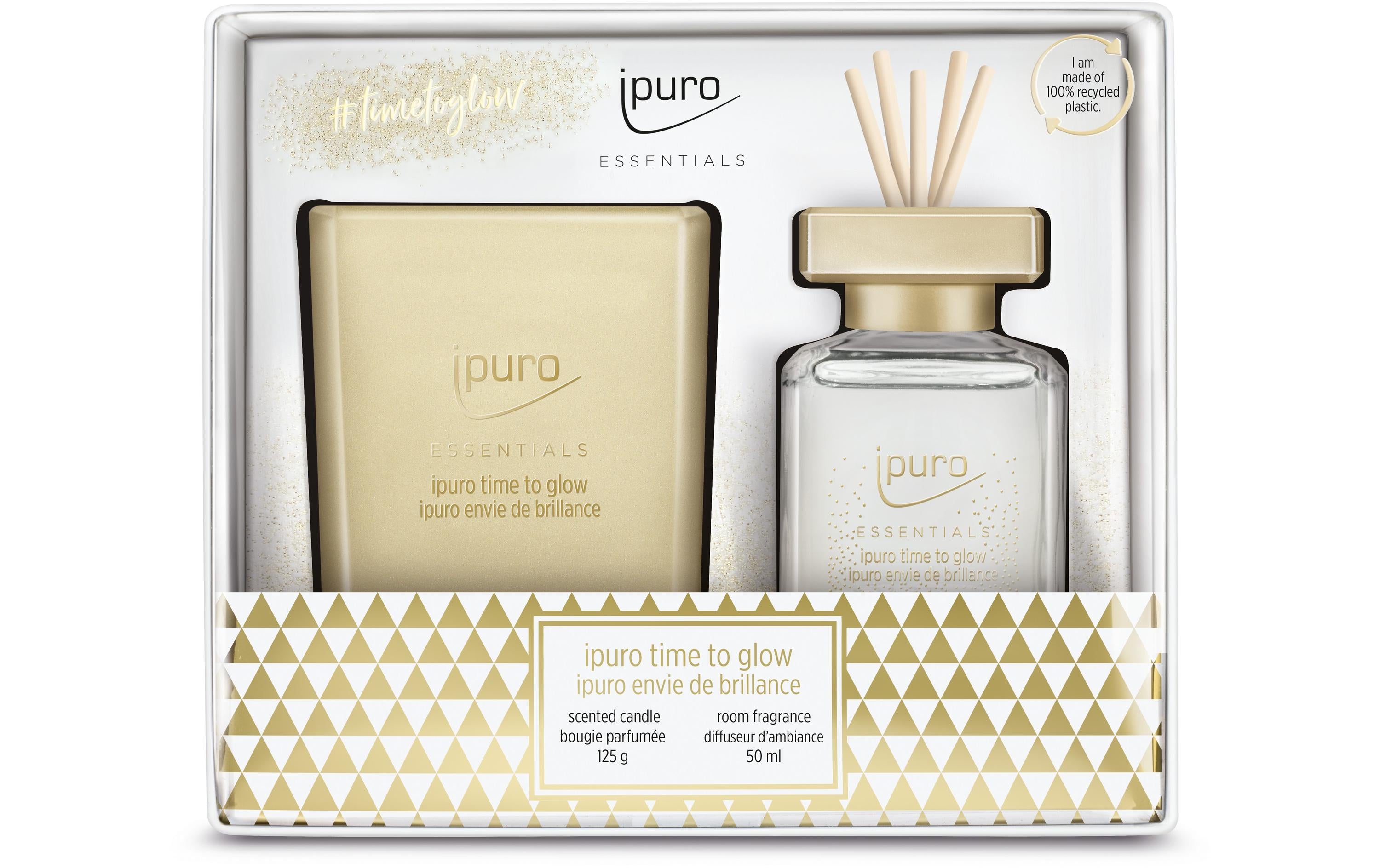 ipuro Set time to glow Essentials, Duftkerze und 50ml