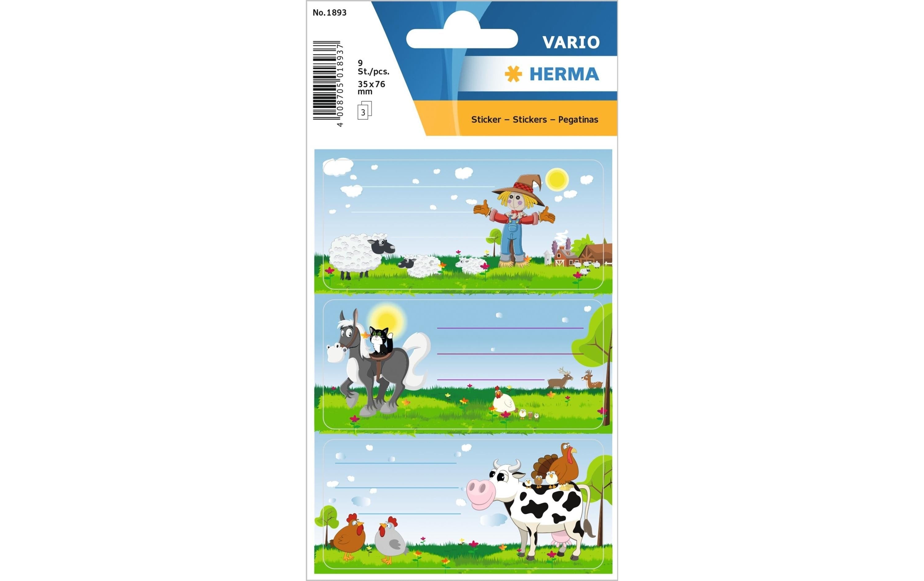 Herma Schuletiketten Kleine Farm 9 Etiketten, 3 Blatt