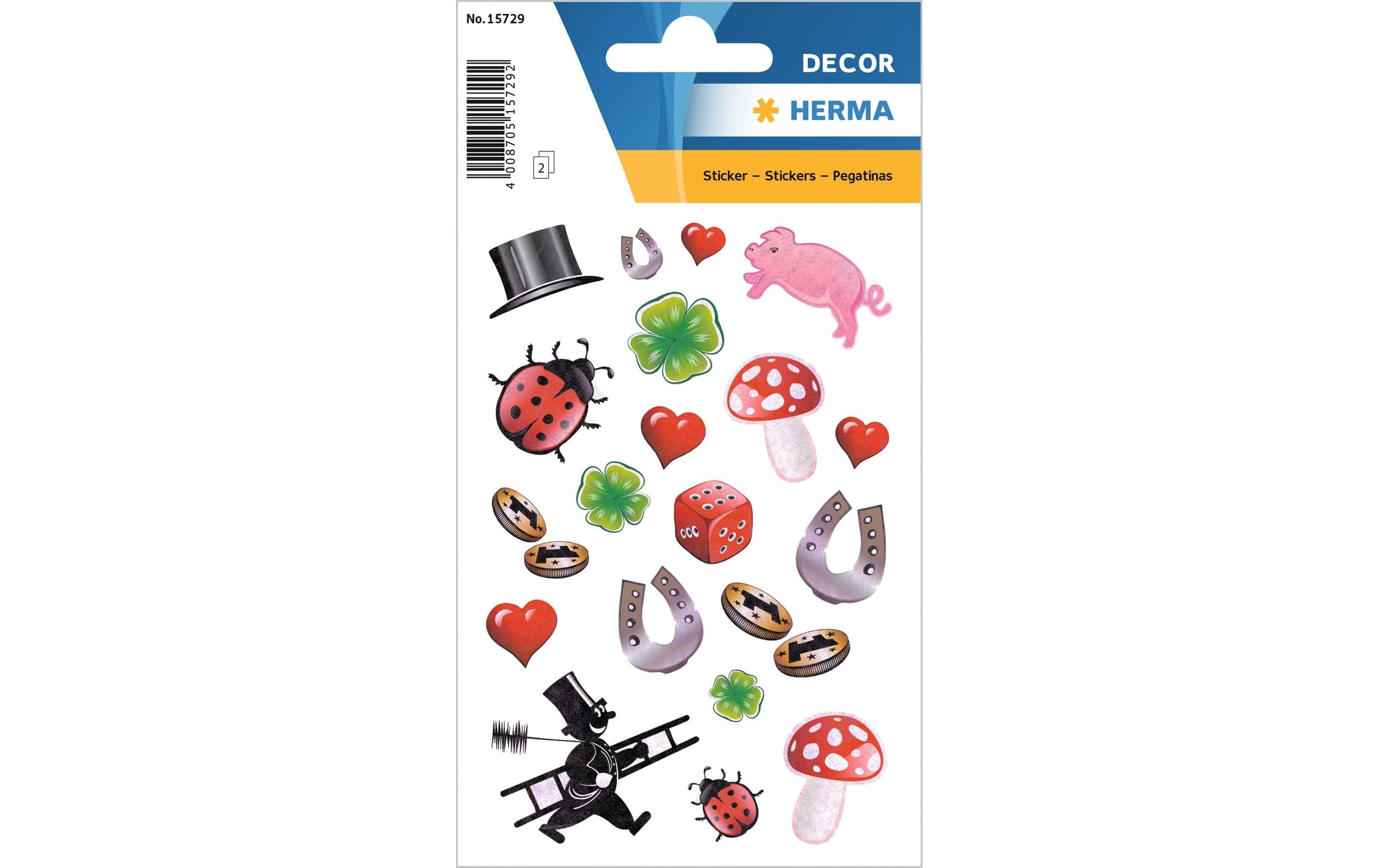 Herma Sticker Glücksymbole 2 Blatt, 38 Stickers, selbstklebend