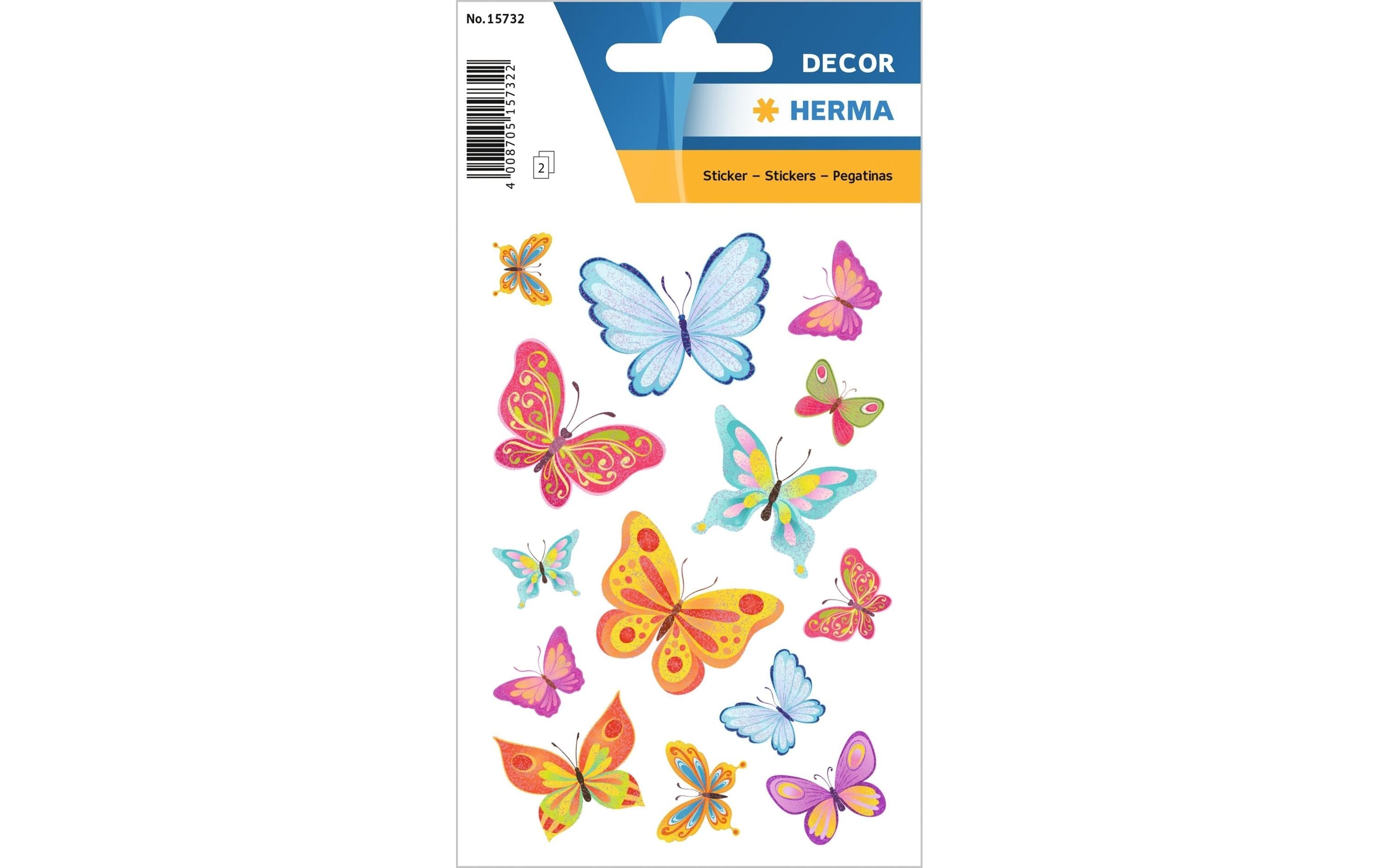 Herma Sticker Schmetterling 2 Blatt, 28 Stickers, selbstklebend