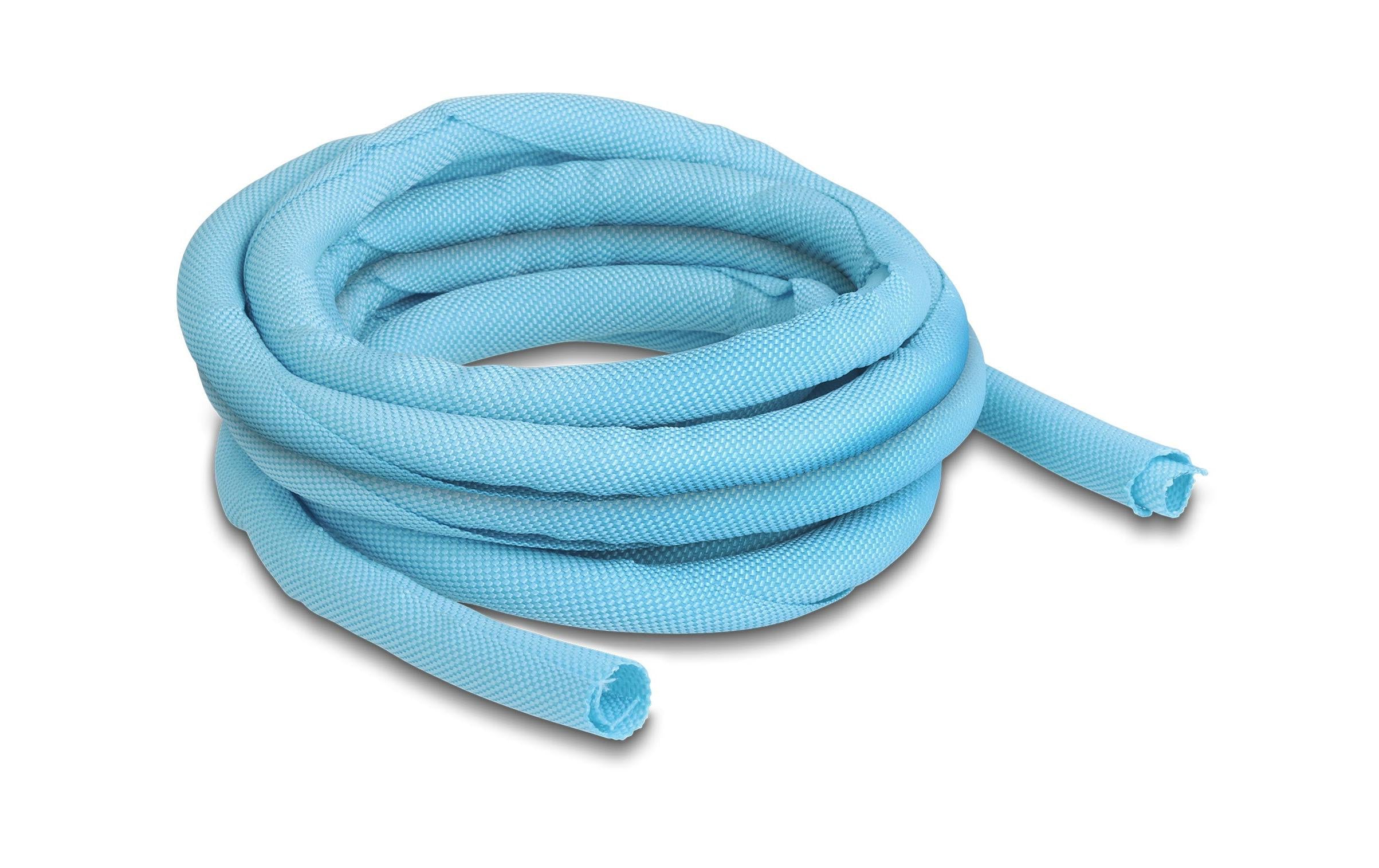 Delock Gewebeschlauch 5mx10mm selbstschliessend, hitzebeständig, blau