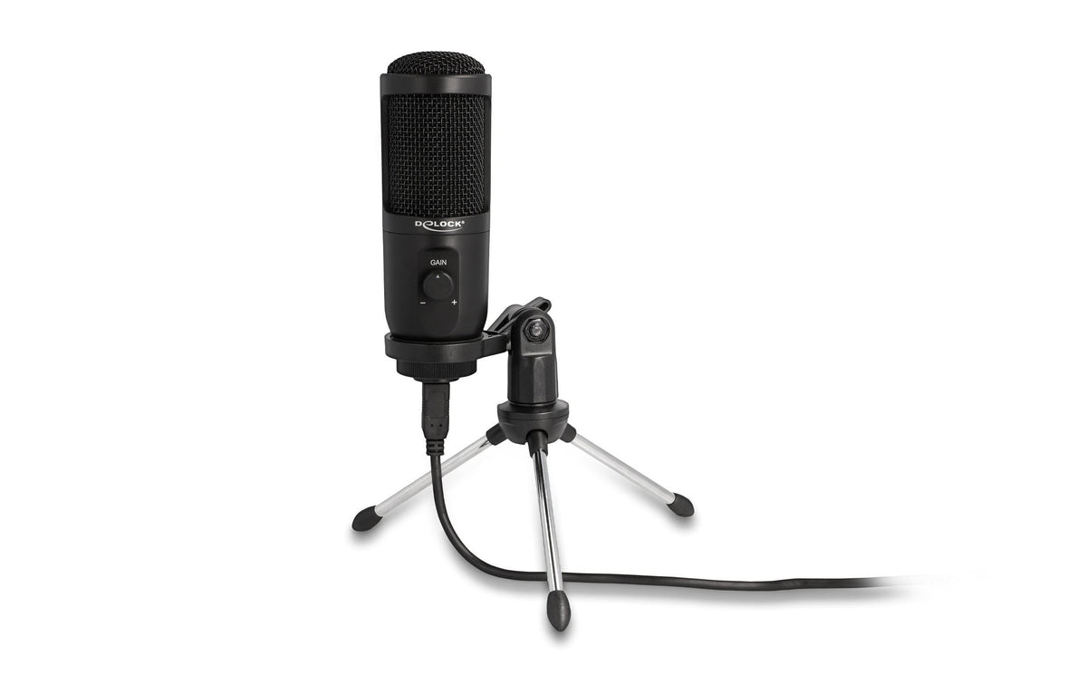 Delock USB Kondensator Mikrofon mit Ständer 24 Bit / 192 kHz für PC und Notebook