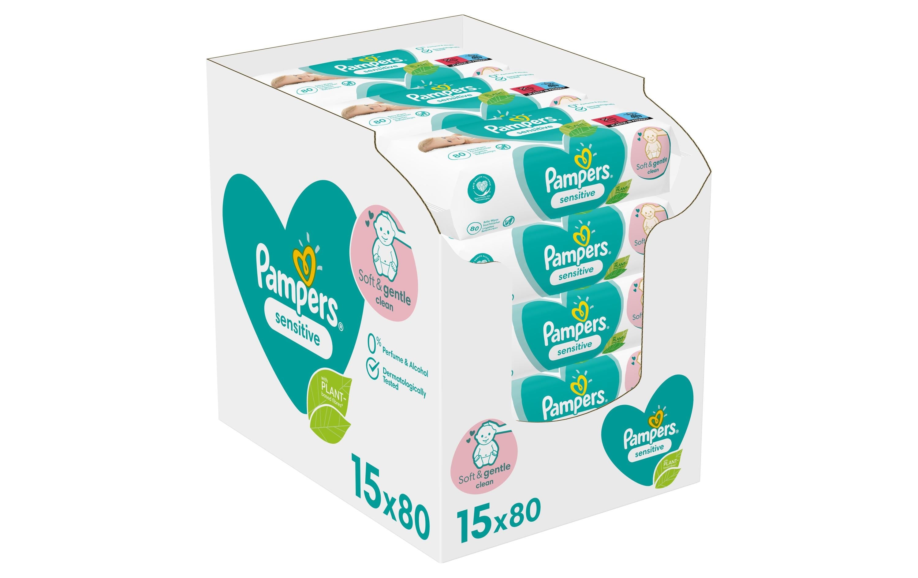 Pampers Feuchte Tücher Sensitive Gigapack Ecom 15 x 80 Stk.