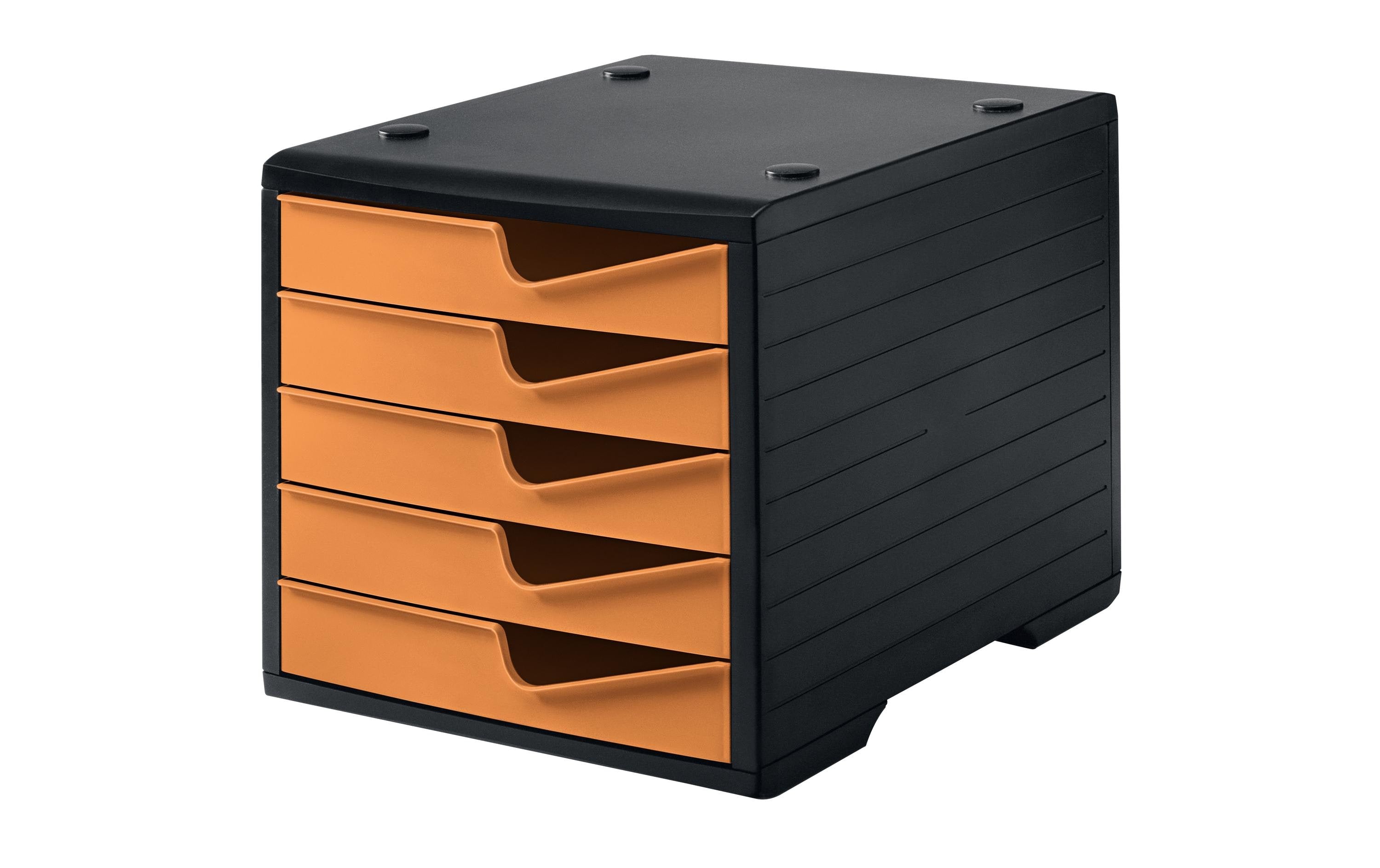 Styro Styroswingbox  mit 5 Schubladen Gehäuse Schwarz, Schubladen Apricot