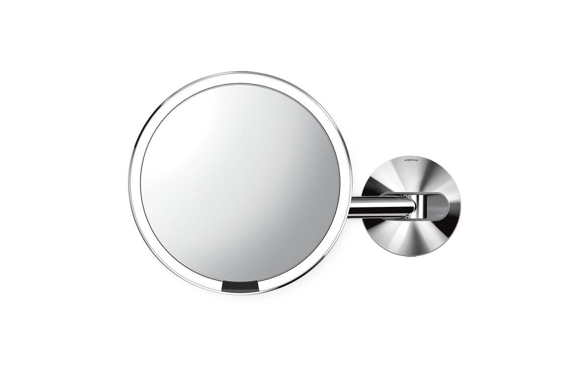Simplehuman Sensorspiegel mit Wandhalterung Silber, 5-fache Vergrösserung, verkabelt