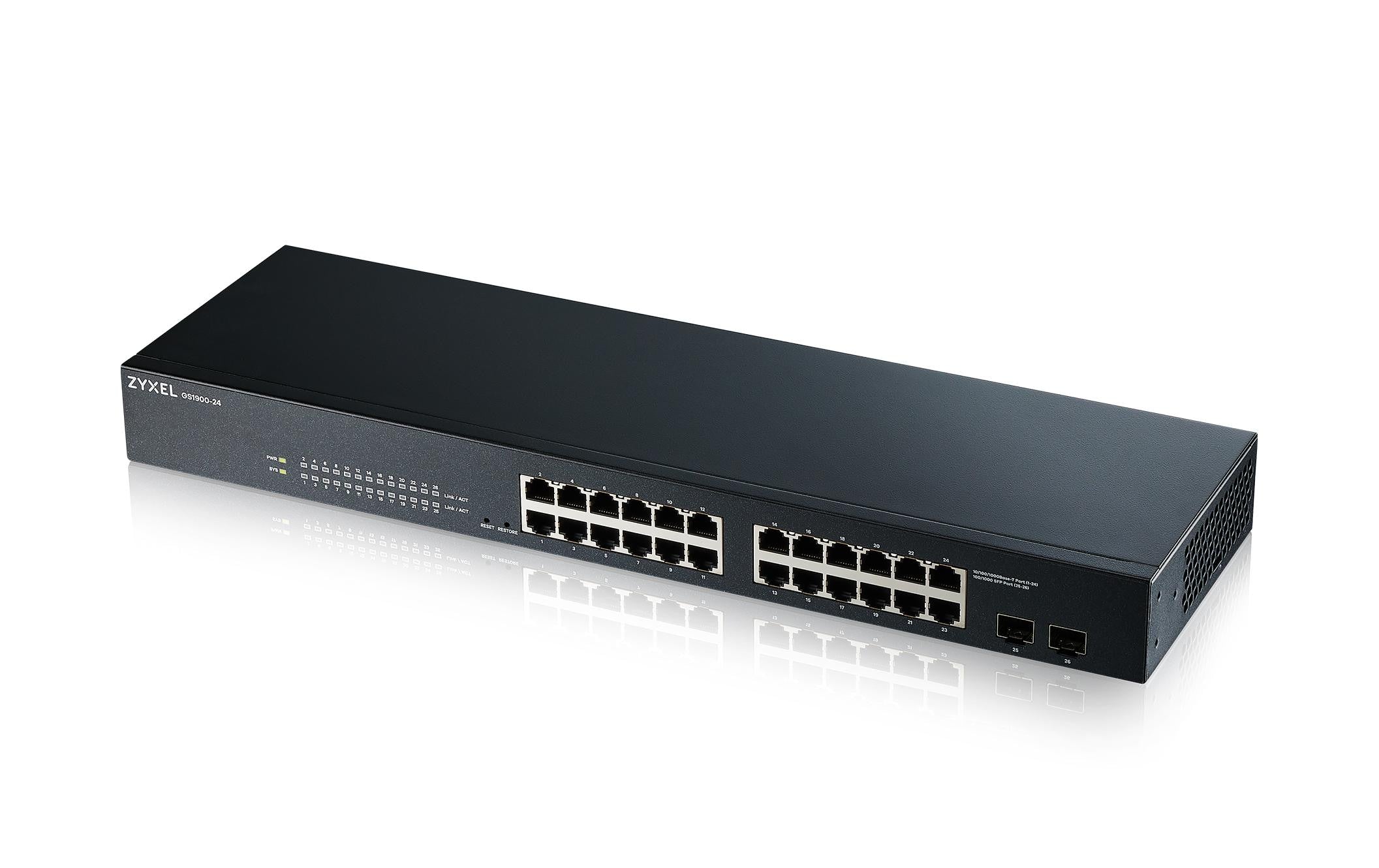 ZyXEL GS1900-24 v2, 24Port-Switch, Gigabit Rack 19", Web-managed, internes NT