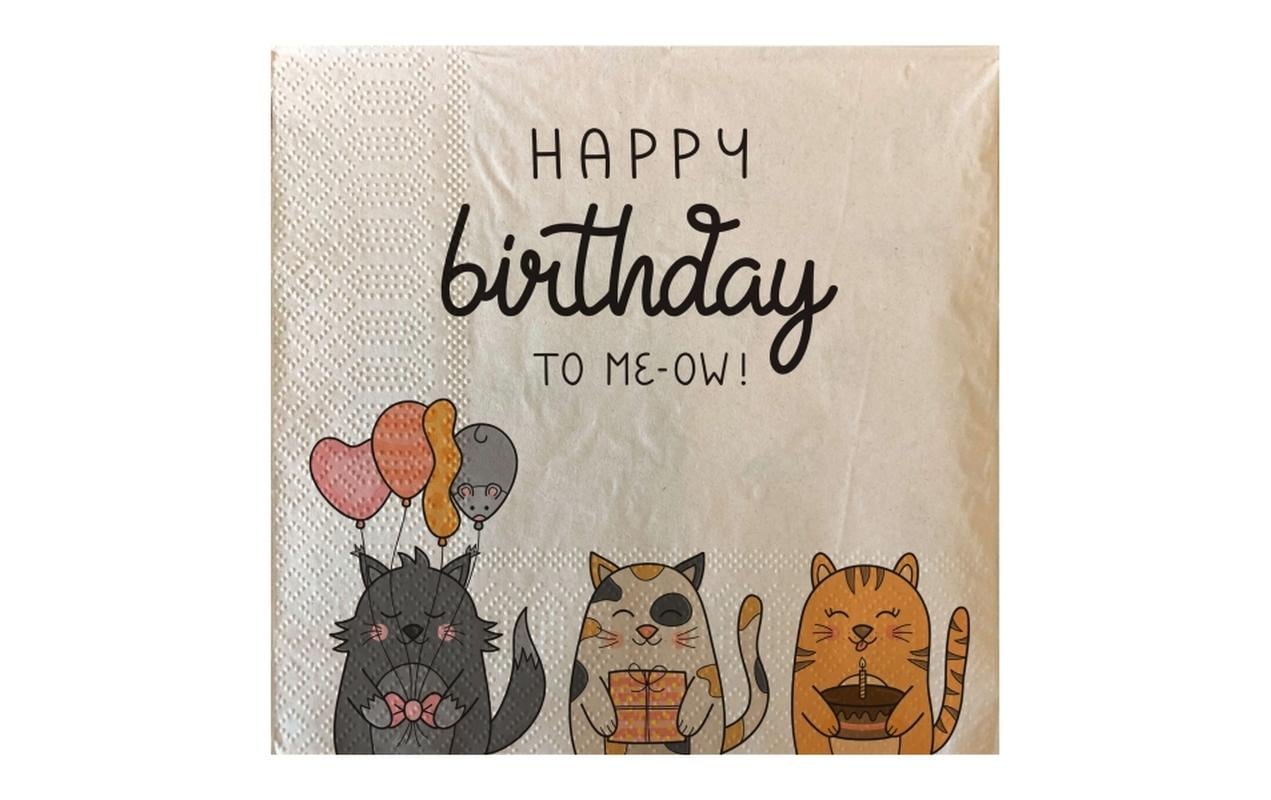 ChicMic Napkin - Happy birthday to meow 33 x 33 cm, bamboo pulp