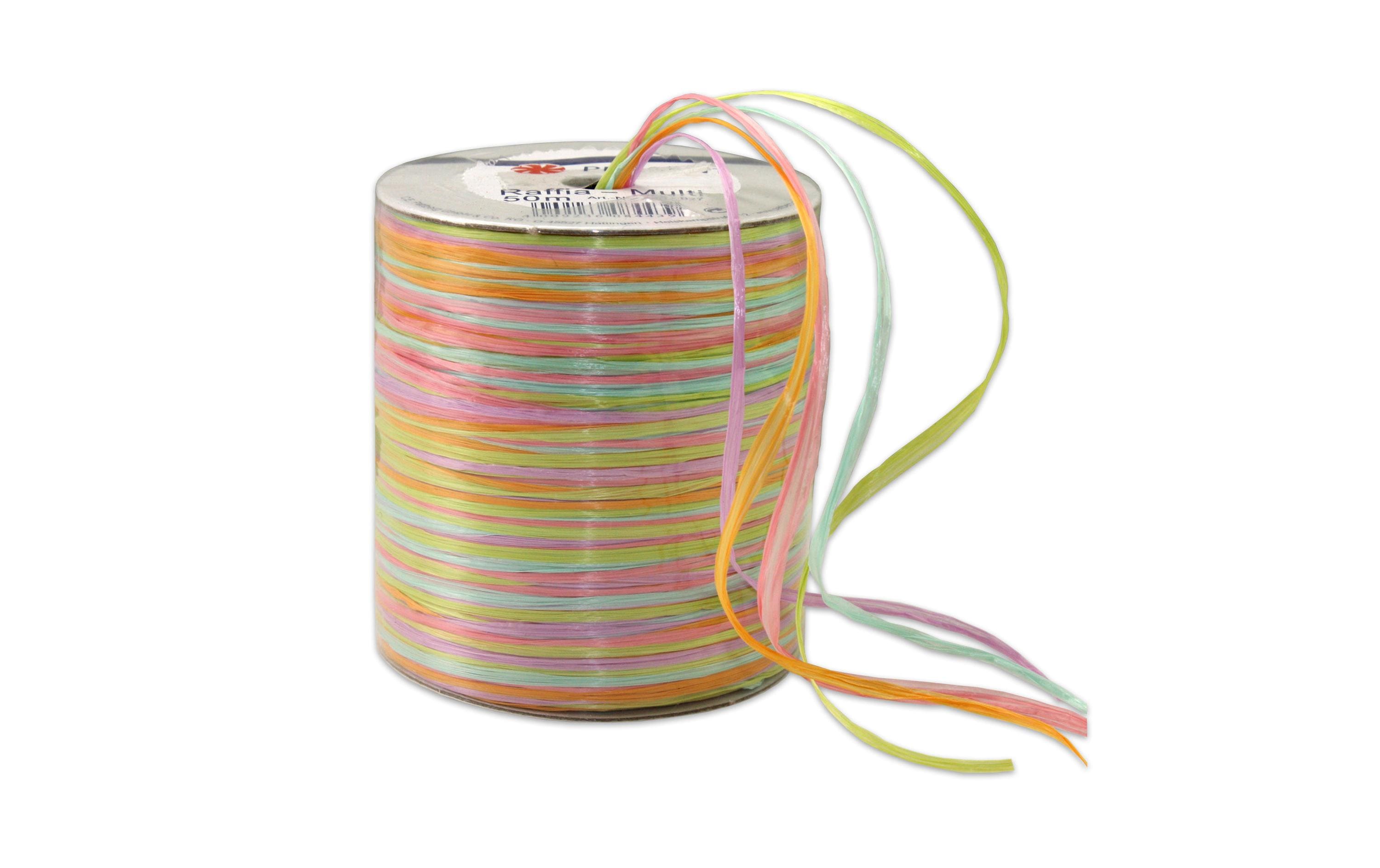 Pattberg Geschenkband Raffia Multi Grösse: 50 m, Farbe: Mehrfarbig