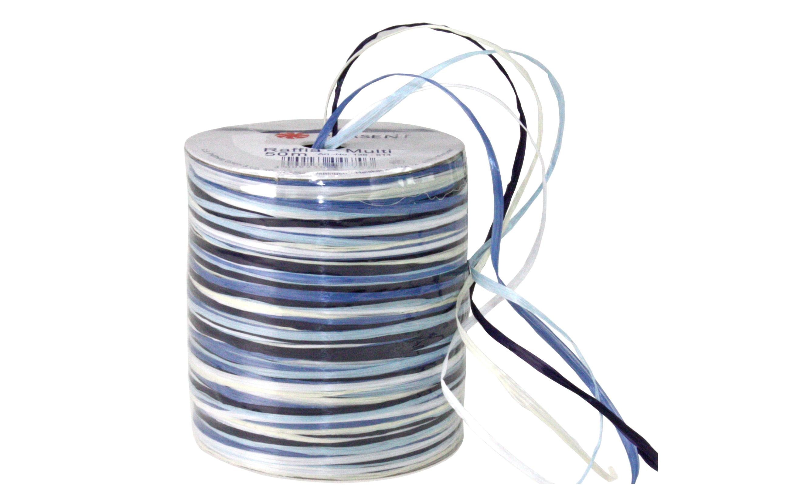 Pattberg Geschenkband Raffia Multi Grösse: 50 m, Farbe: Blau-Töne
