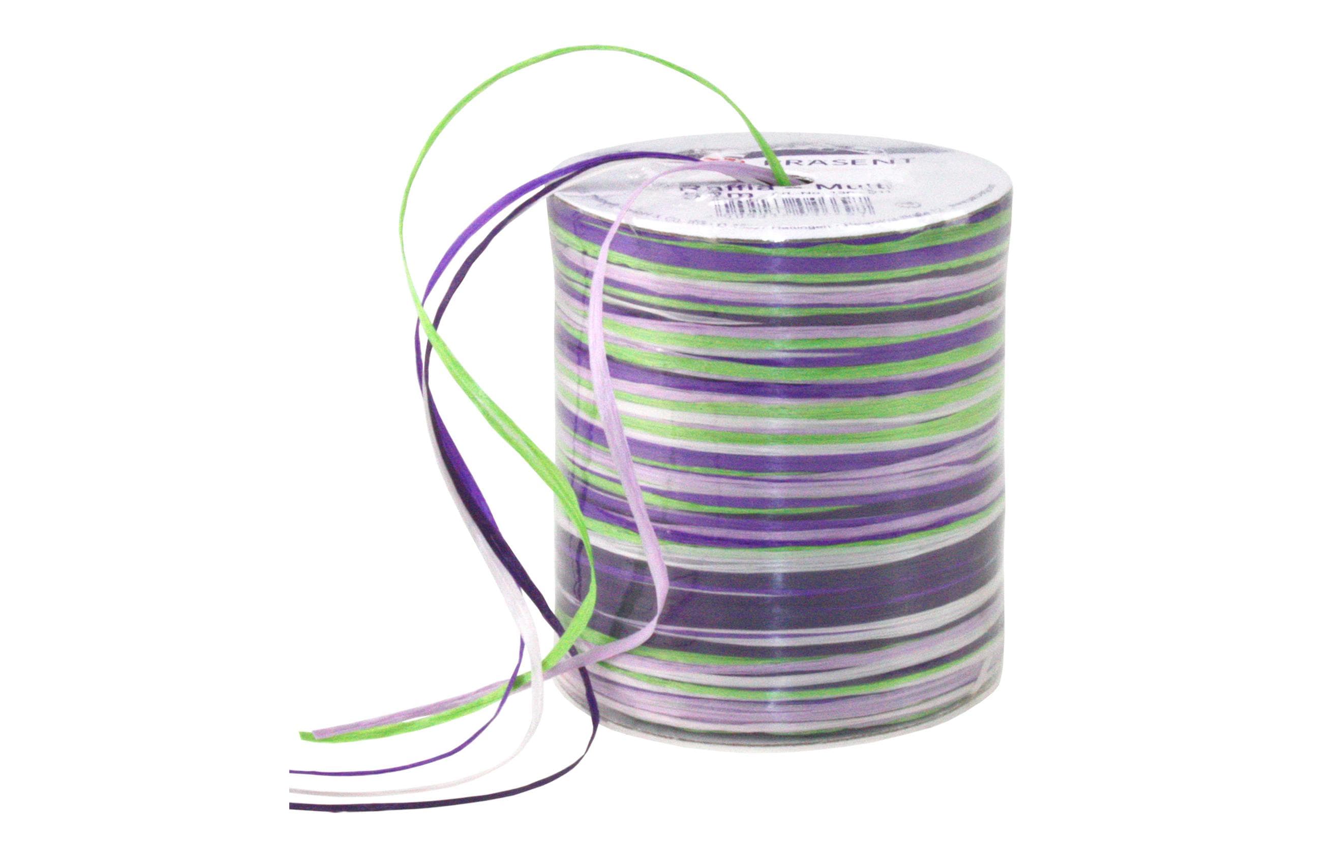 Pattberg Geschenkband Raffia Multi Grösse: 50 m, Farbe: Grün/Violett