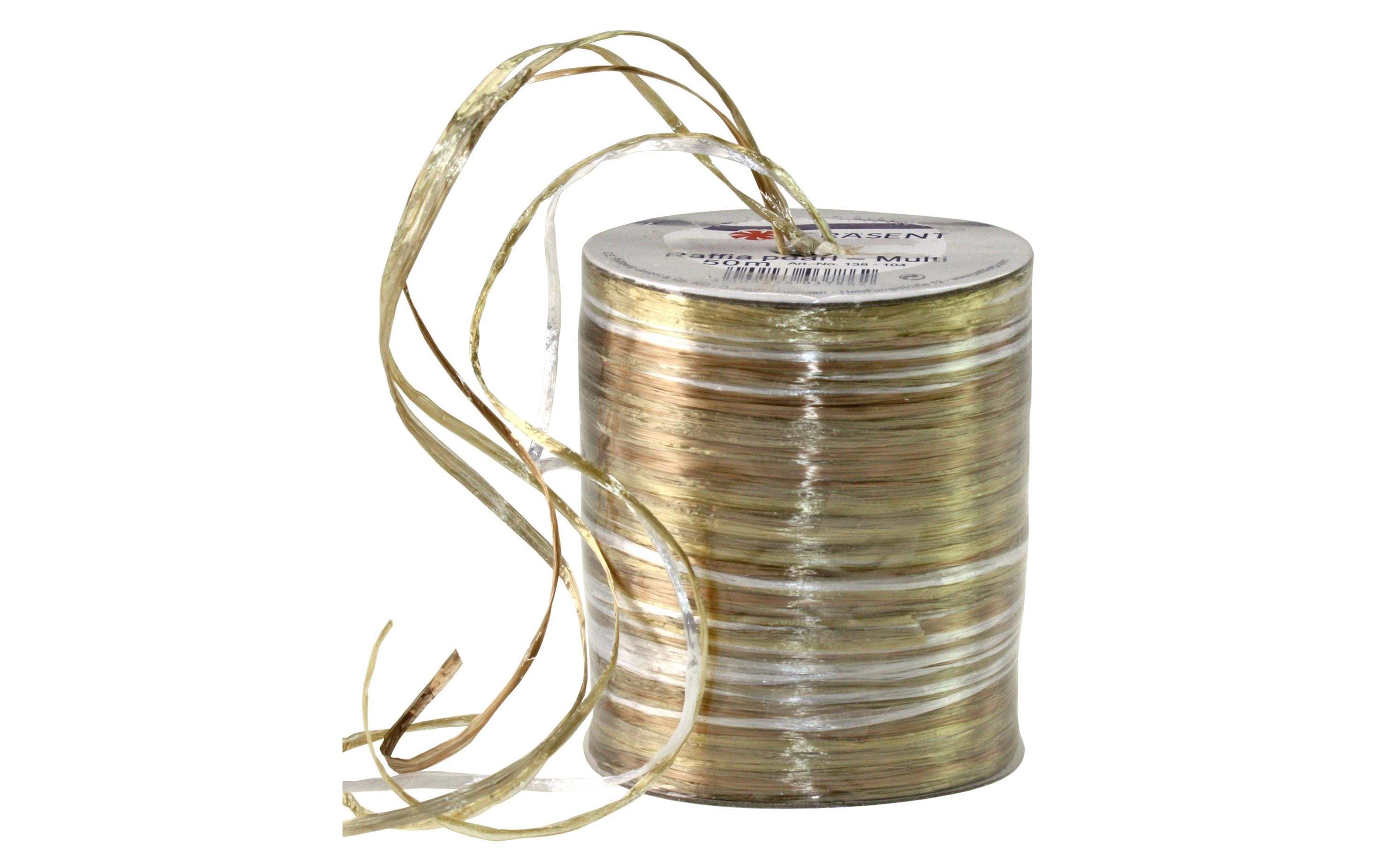 Pattberg Geschenkband Raffia Pearl Grösse: 50 m, Farbe: Gold/Braun