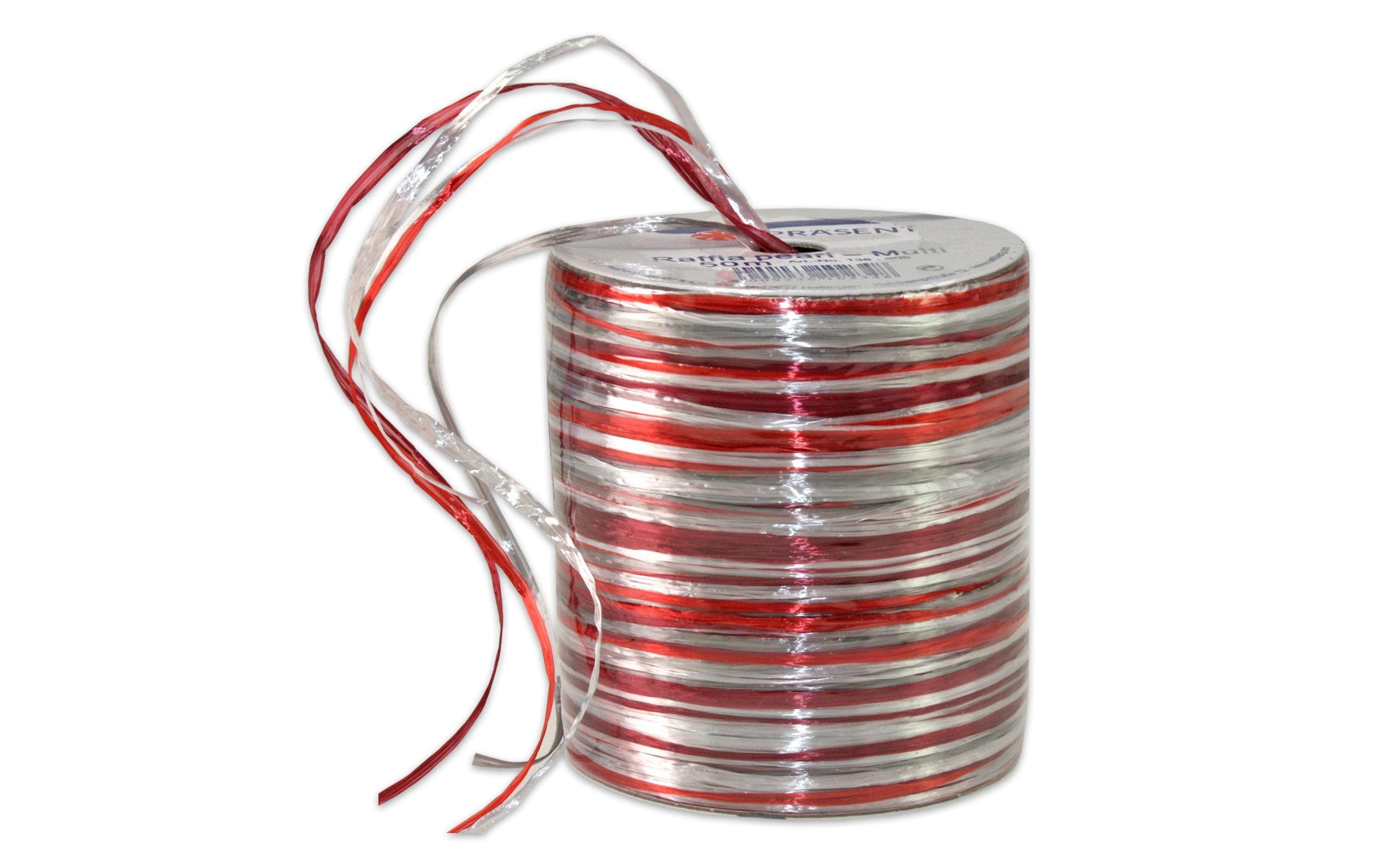 Pattberg Geschenkband Raffia Pearl Grösse: 50 m, Farbe: Rot/Weiss
