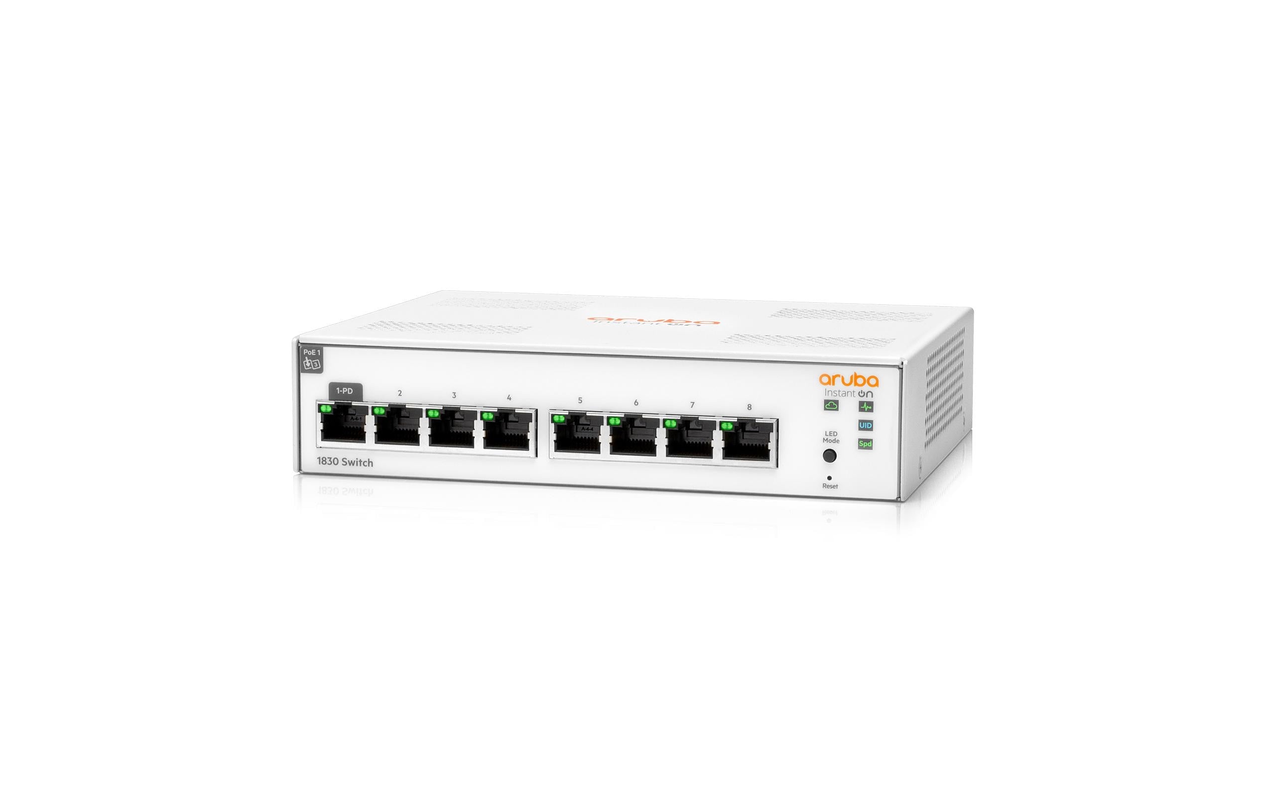 HP 1830-8G: 8 Port RJ45 1Gb Switch 1x PoE