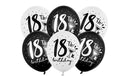 Partydeco Ballons 18th! Birthday schwarz-weiss, D: 30 cm, 6 Stück