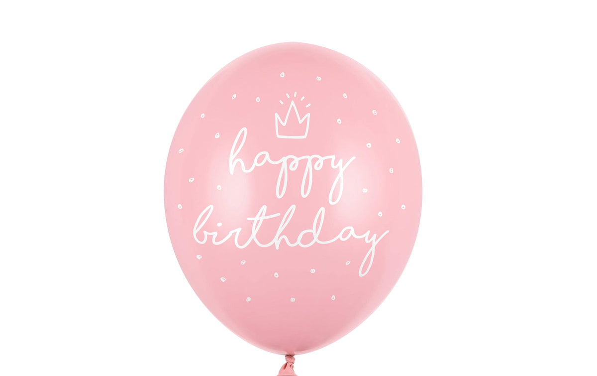 Partydeco Ballons Happy Birthday past-pink D: 30 cm, 6 Stück