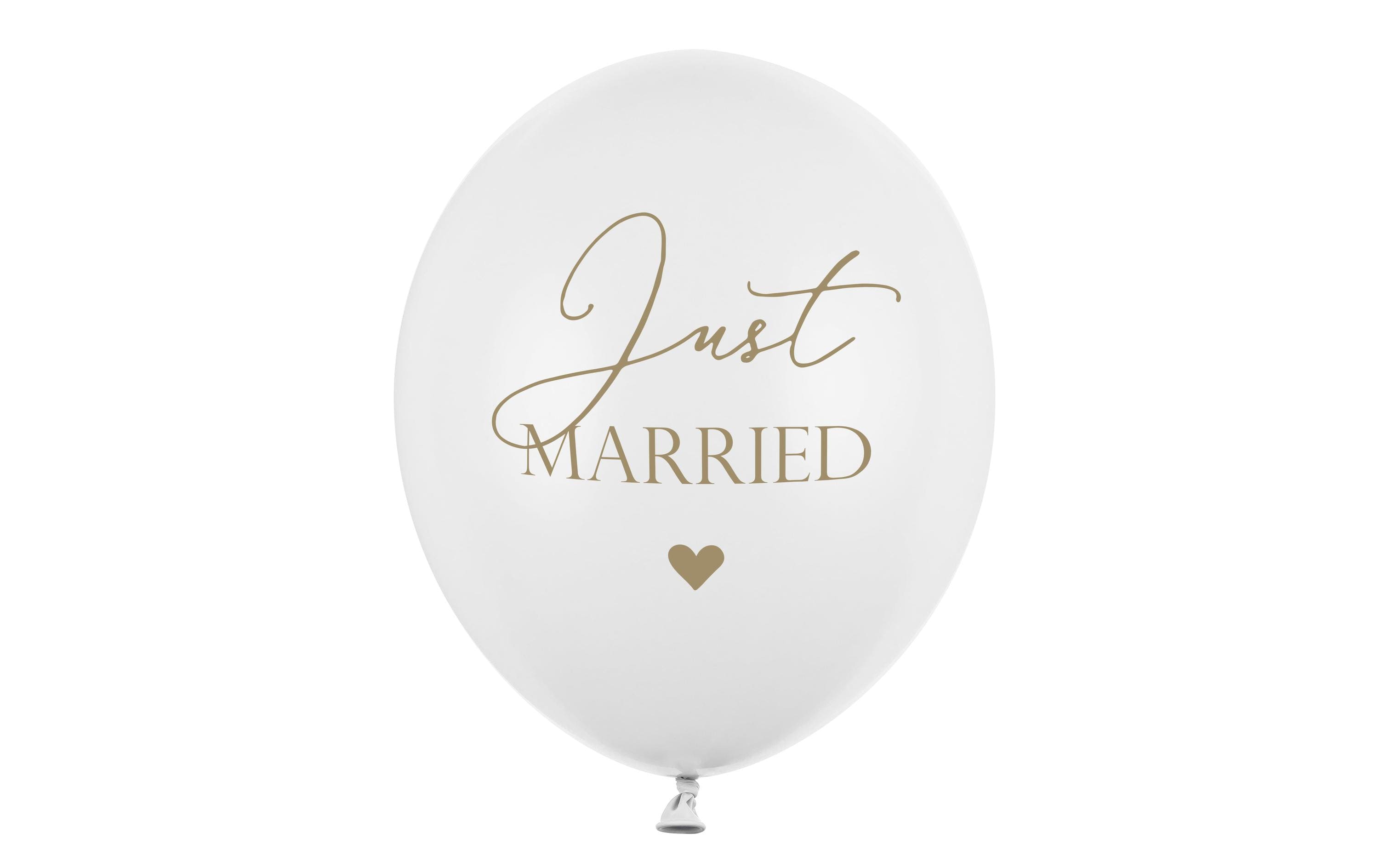 Partydeco Ballons Just Married, weiss/gold D: 30 cm, 6 Stück