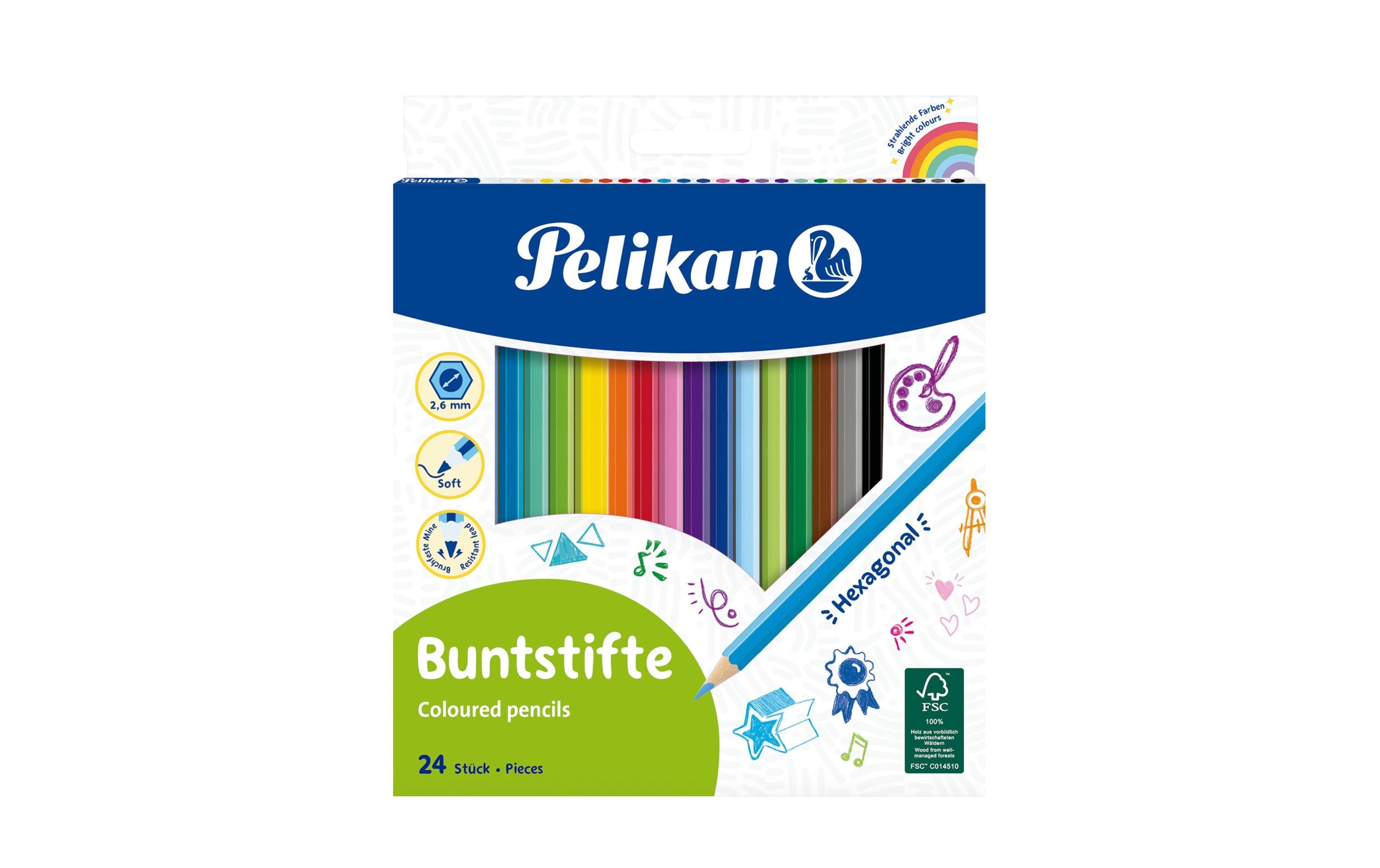 Pelikan Buntstifte sechseckig dünn, 24 Farben