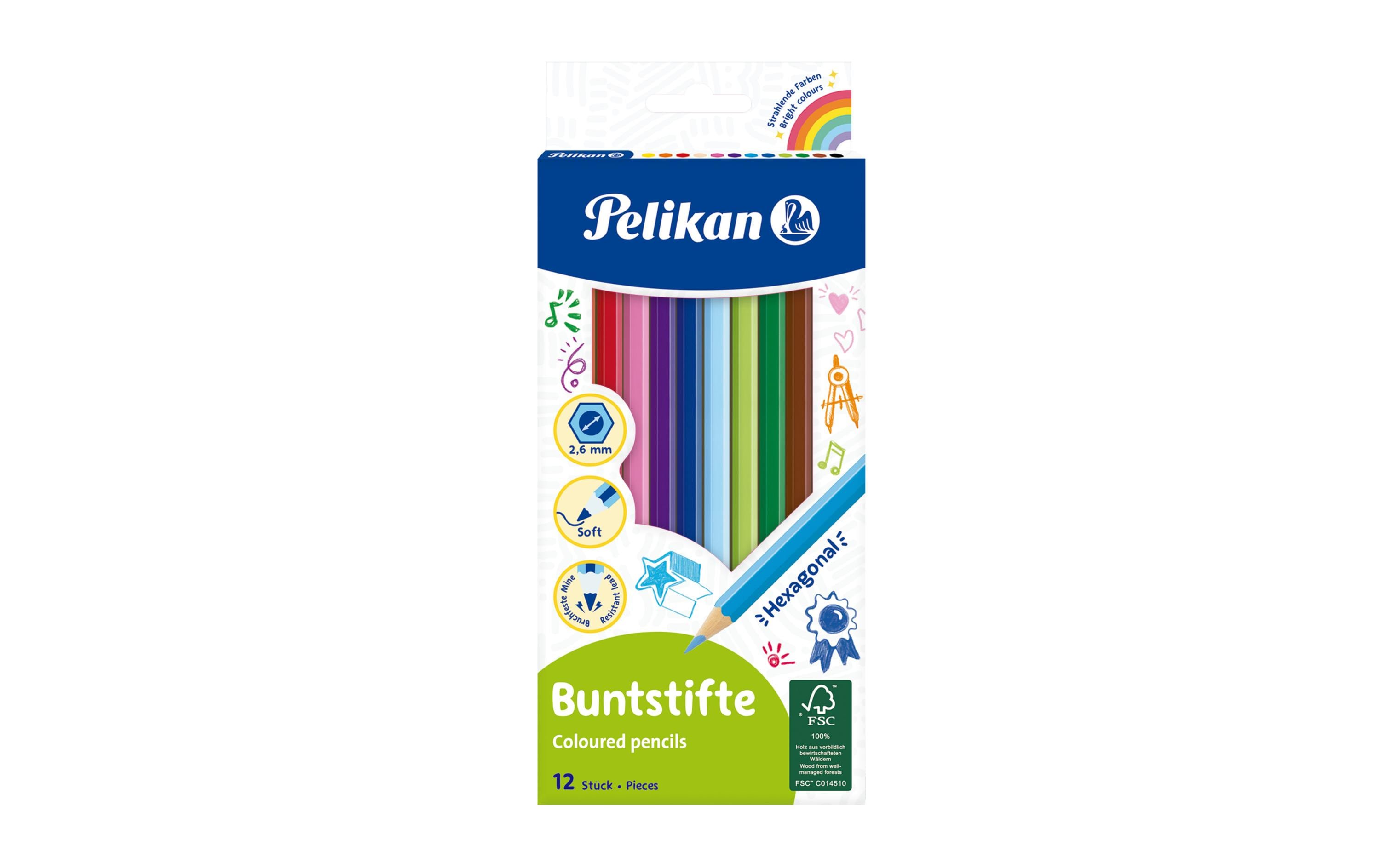 Pelikan Buntstifte sechseckig dünn, 12 Farben
