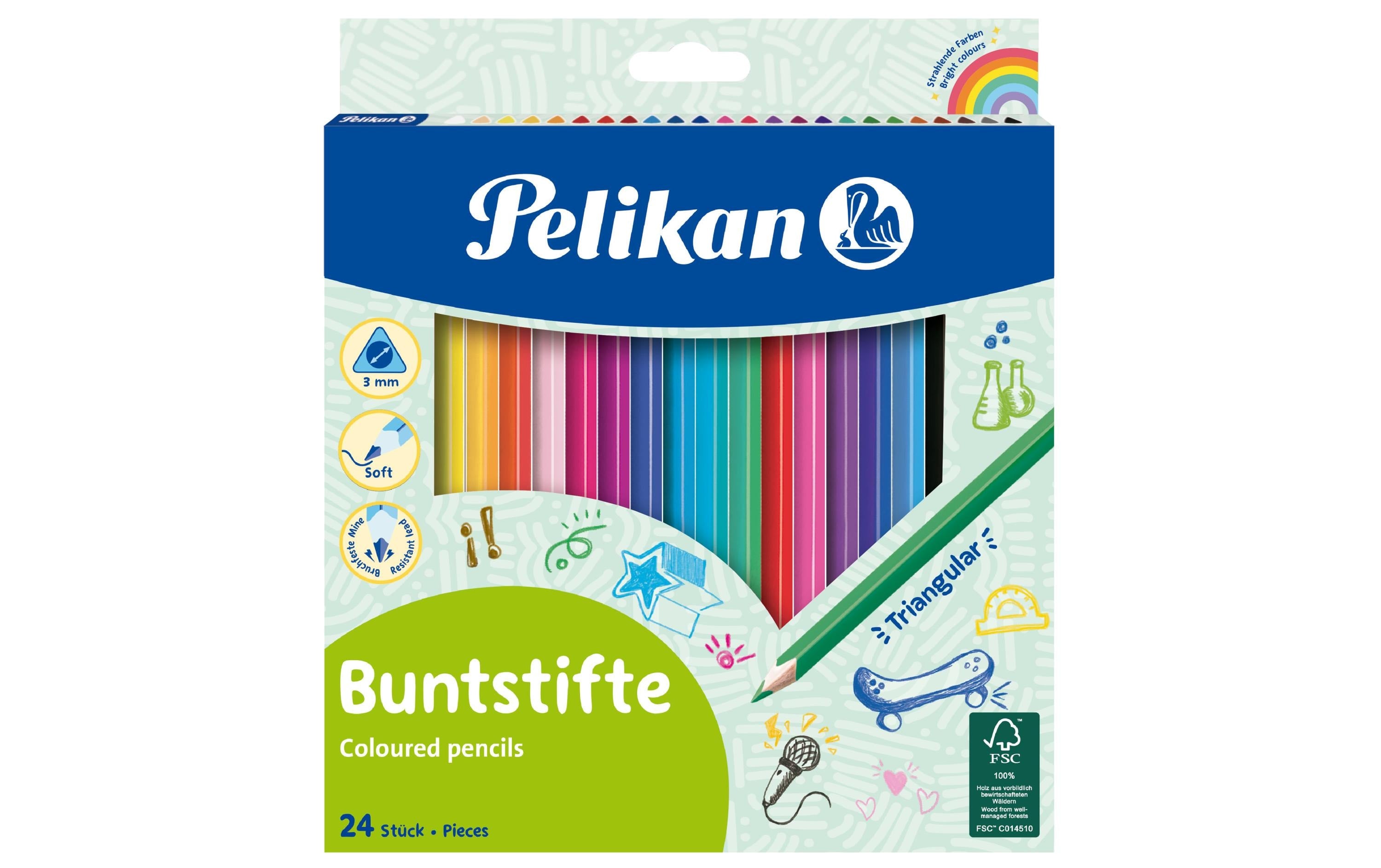 Pelikan Buntstifte dreikant dünn, 24 Farben