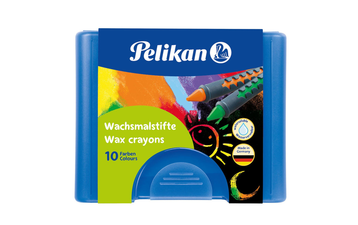 Pelikan Wachsmalstifte mit Schiebehülse 10 Stifte, mit Bienenwachs, bruchstabil