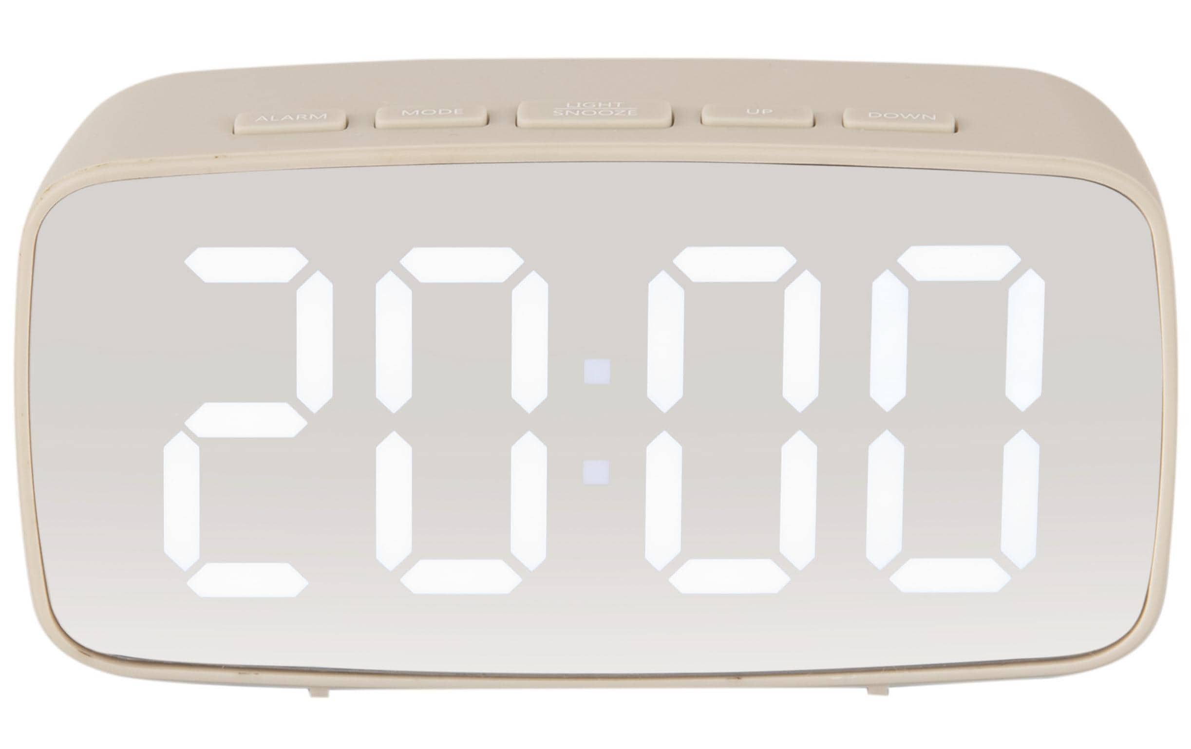 KARLSSON Wecker Mirror LED, Grau oval ABS, 6x12.1x4.6 (HxBxT), Exkl. 3xAAA Batt.