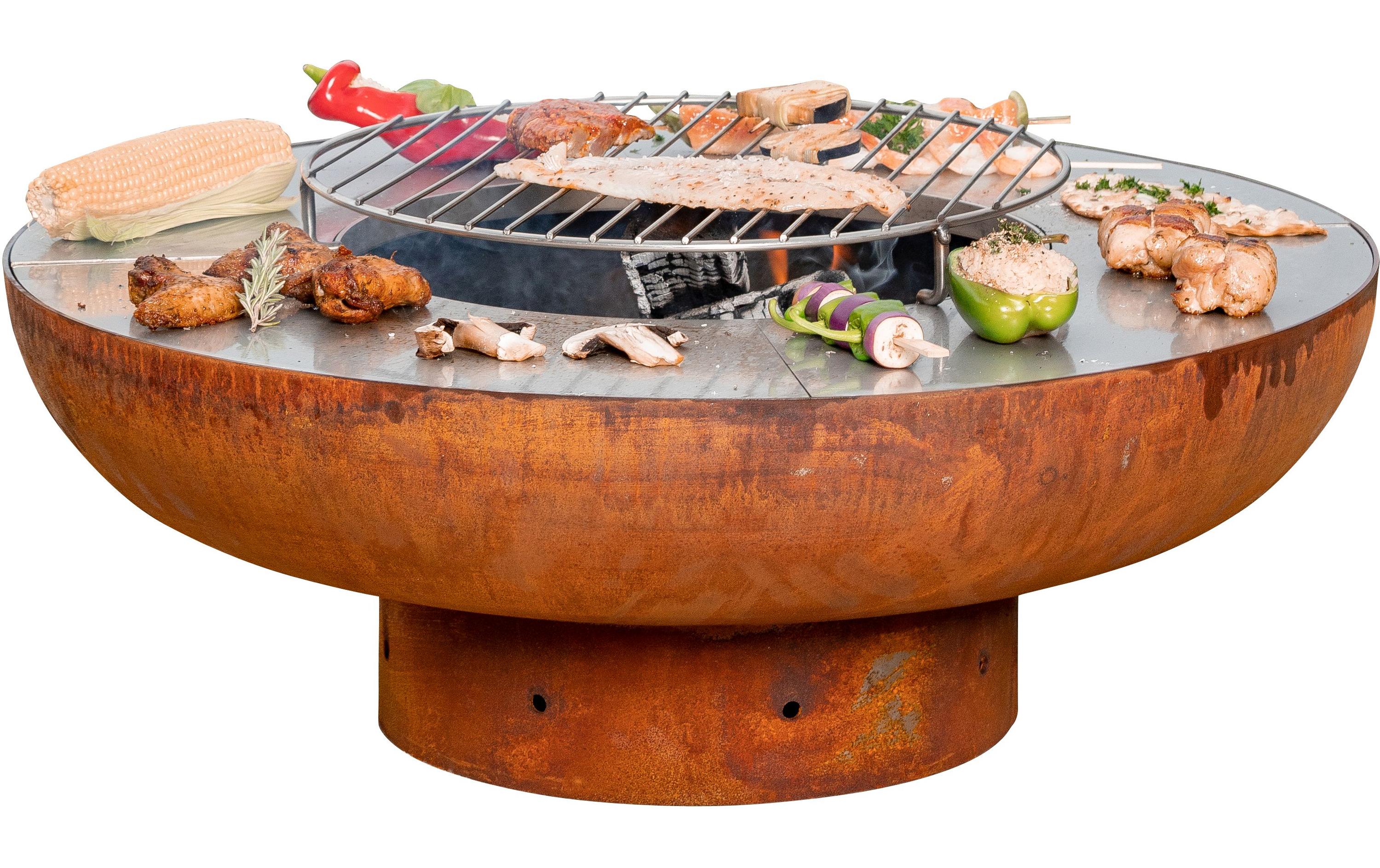 Feuerschale Superiore 75x75x31.5cm 4 einzelne Edelstahlgrillflächen