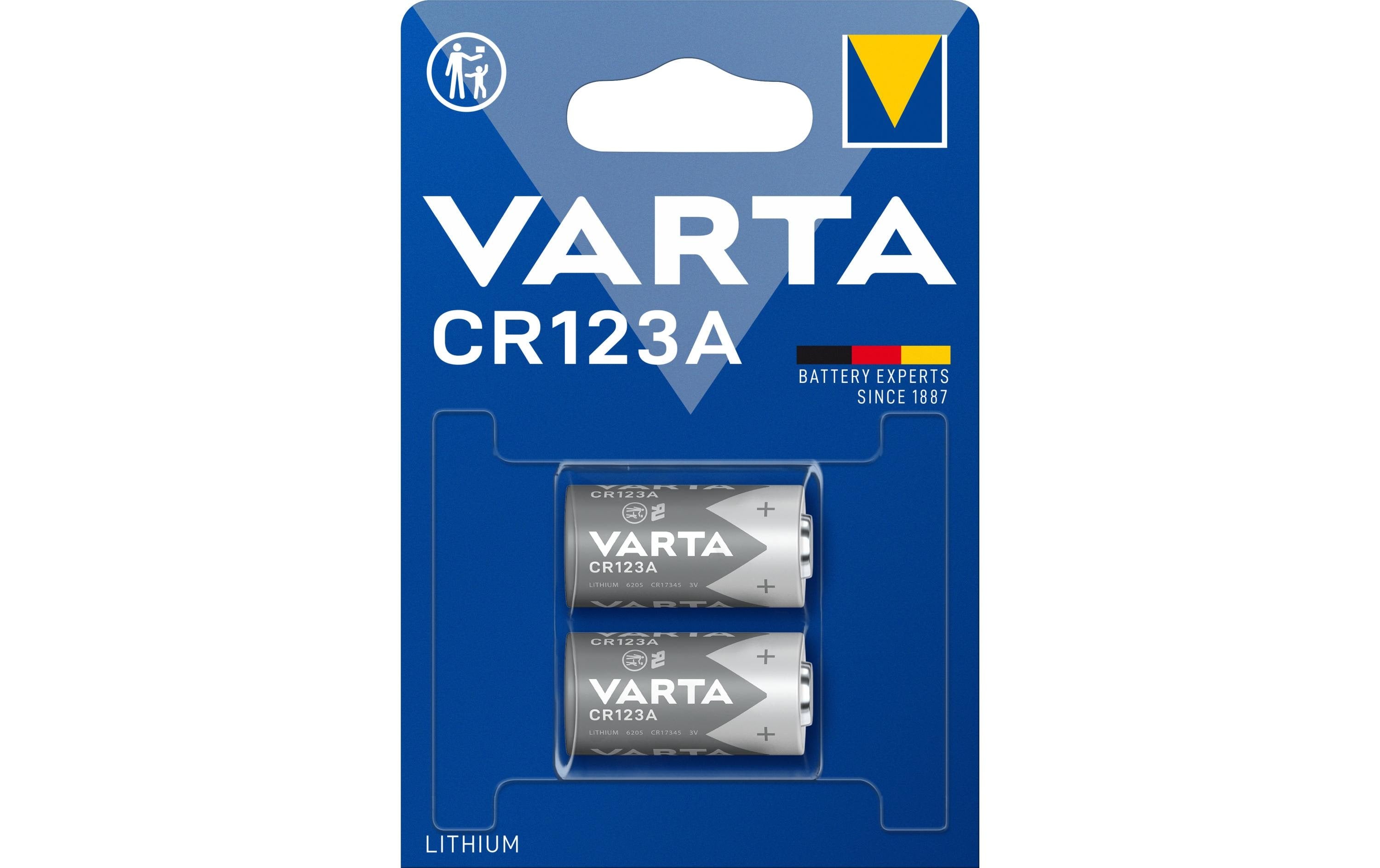 VARTA Lithium Batterie CR123A, 2Stk 2 Stück, Blister Verpackung, 3.0V