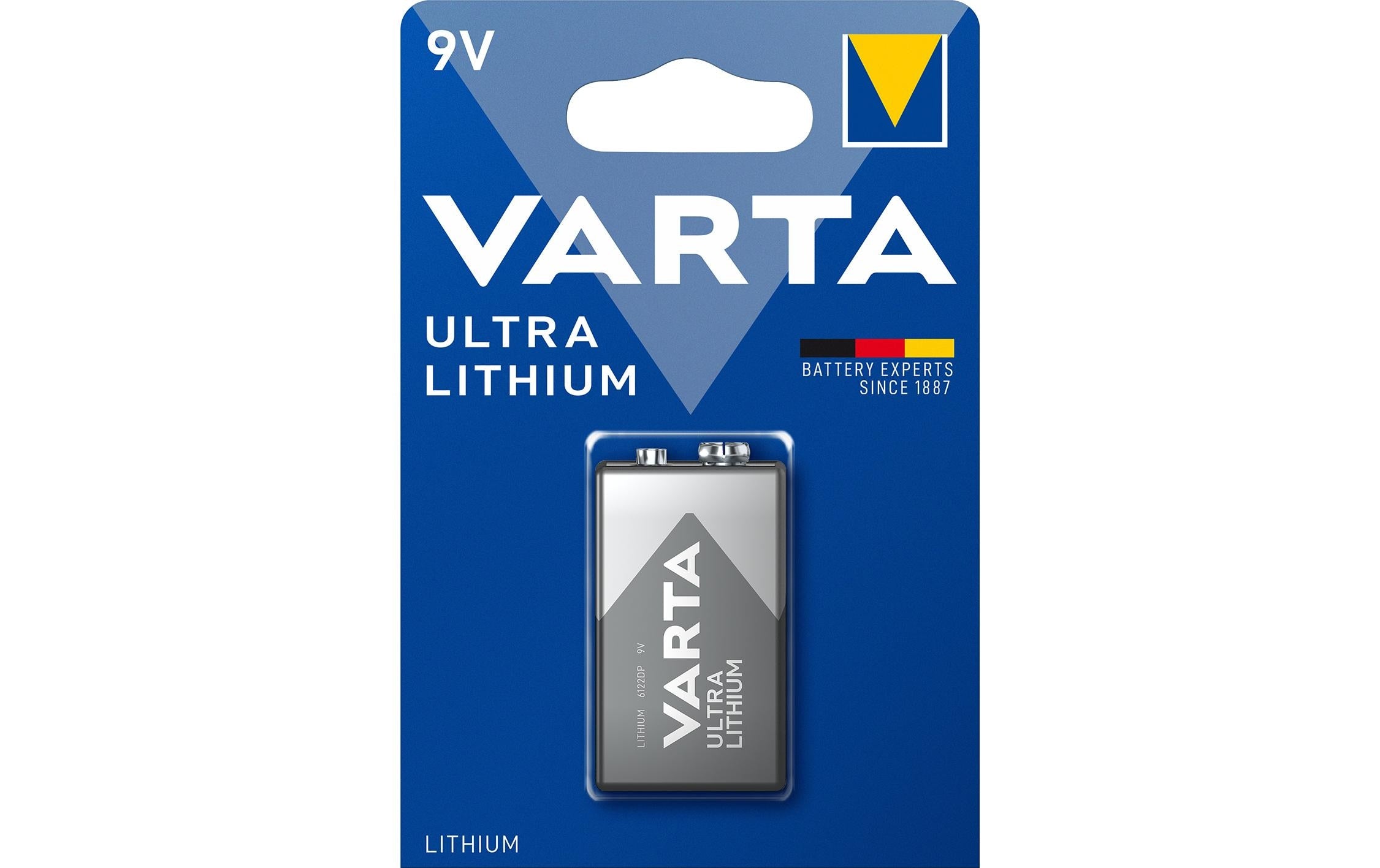 VARTA Lithium Batterie 9V Block, 1Stk Kapazität 1200 mAh
