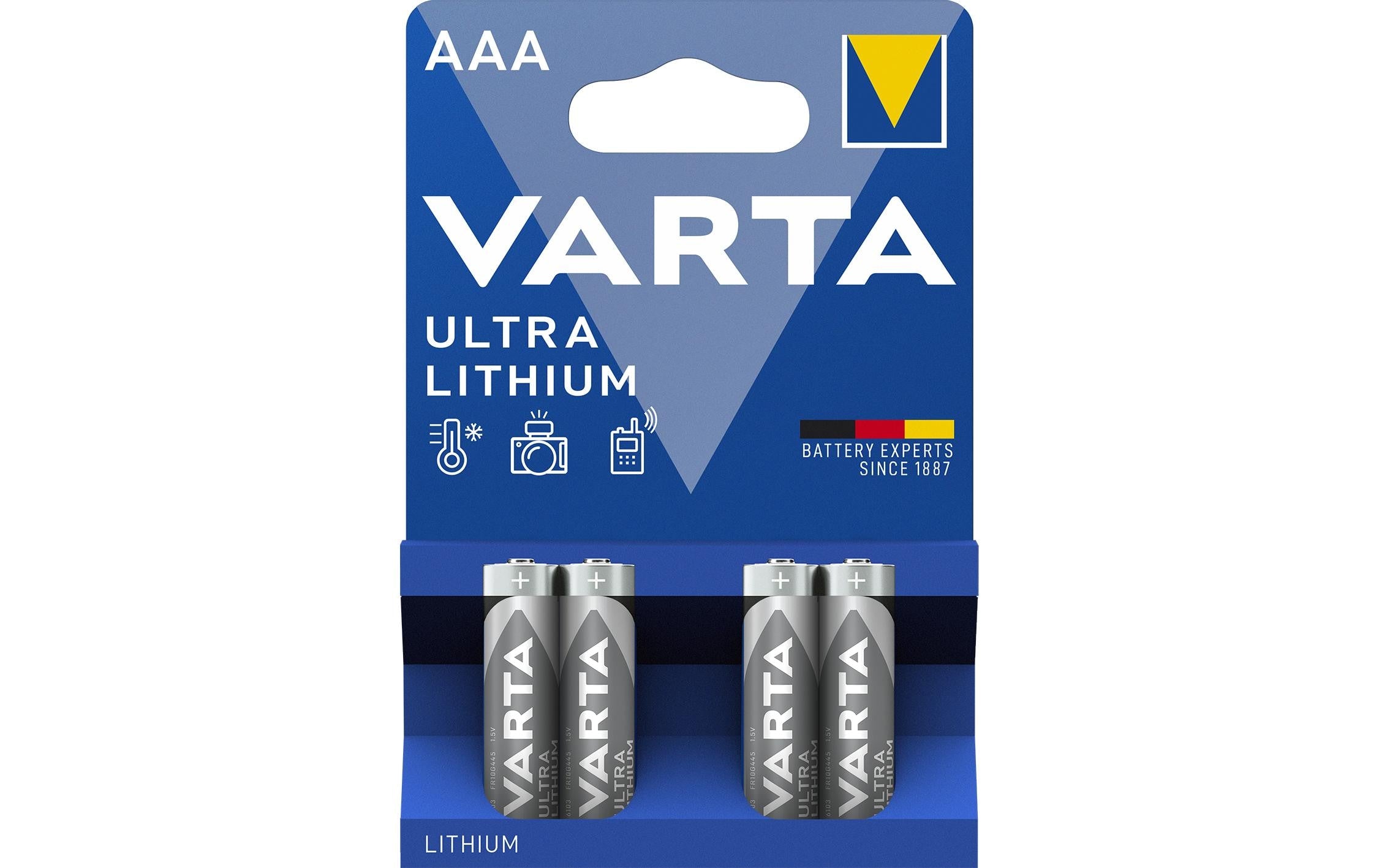 VARTA Lithium Batterie AAA, 1.5V, 4Stk vergl. Typ LR03, MICRO, AM4, KA3, AAA