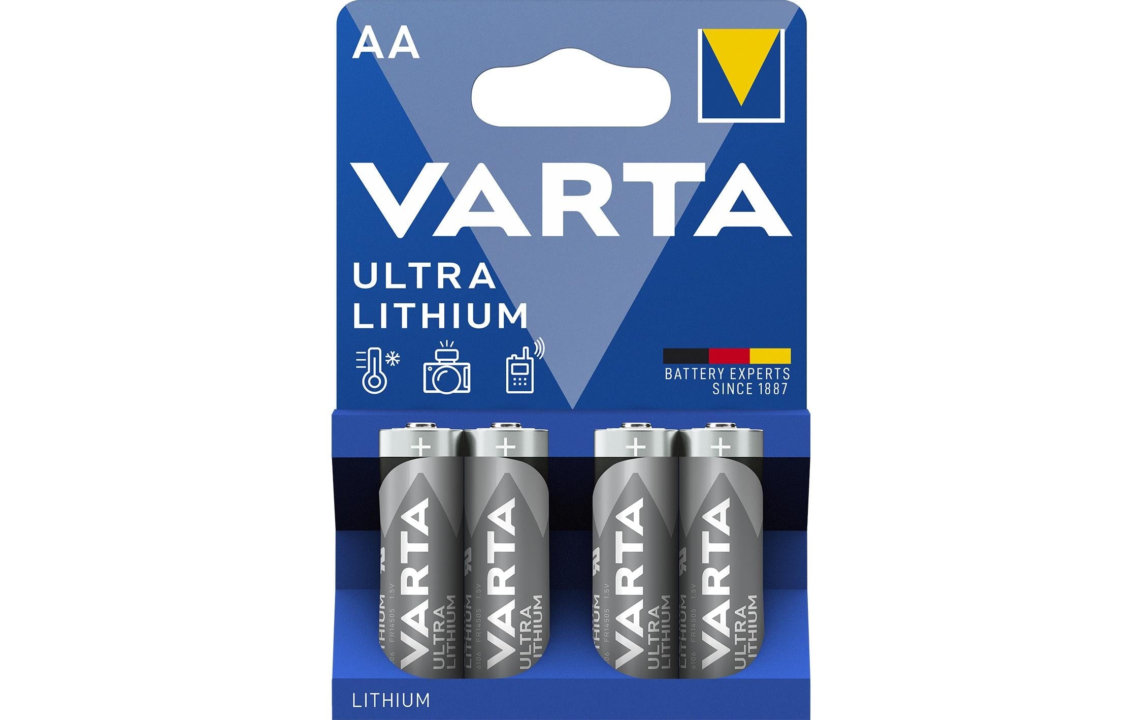VARTA Lithium Batterie AA, 1.5V, 4Stk vergl. Typ LR06, MIGNON, AM3, AA