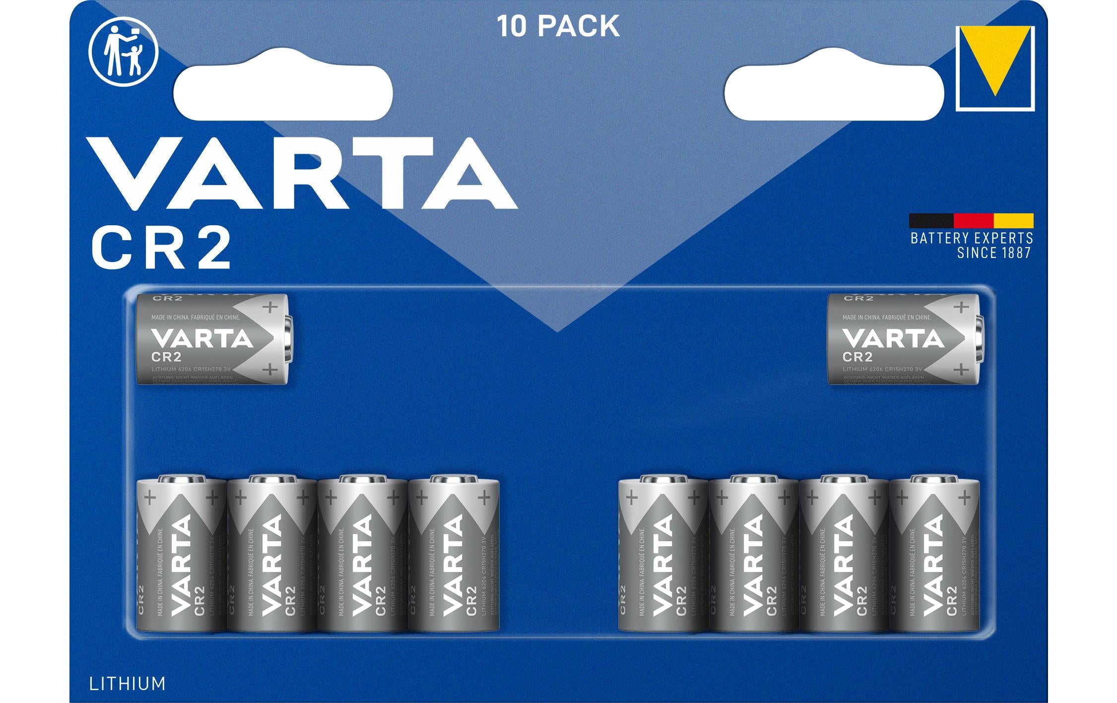 VARTA Lithium Batterie CR2, 10Stk 10 Stück, Blister Verpackung, 3.0V