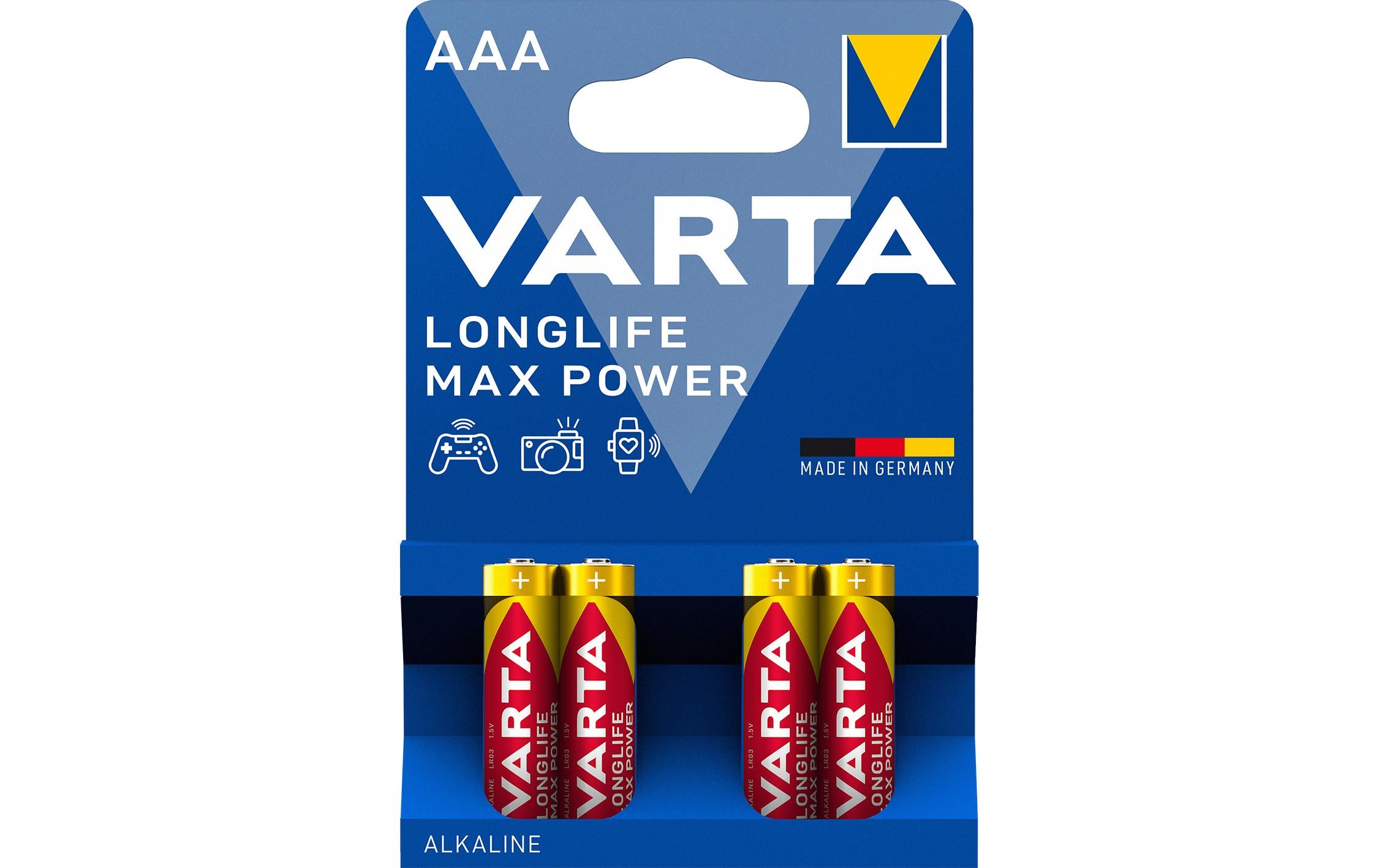 VARTA Longlife Max Power AAA, 1.5V, 4Stk vergl. Typ LR03, MICRO, AM4, KA3, AAA