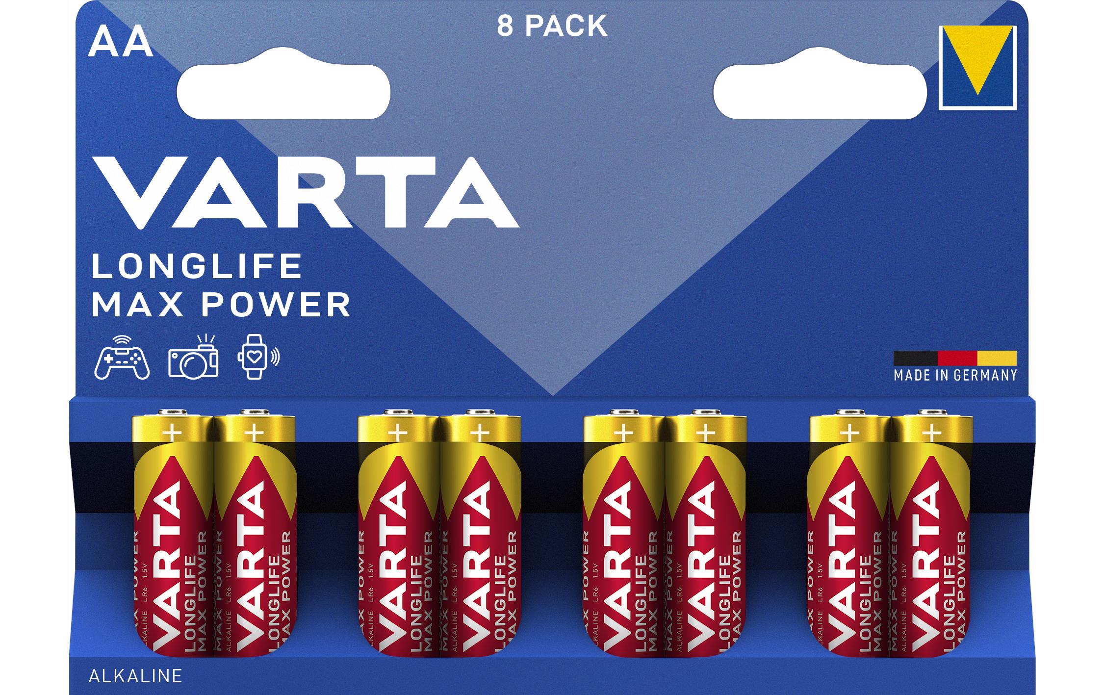 VARTA Longlife Max Power AA, 1.5V, 8Stk vergl. Typ LR06, MIGNON, AM3, AA