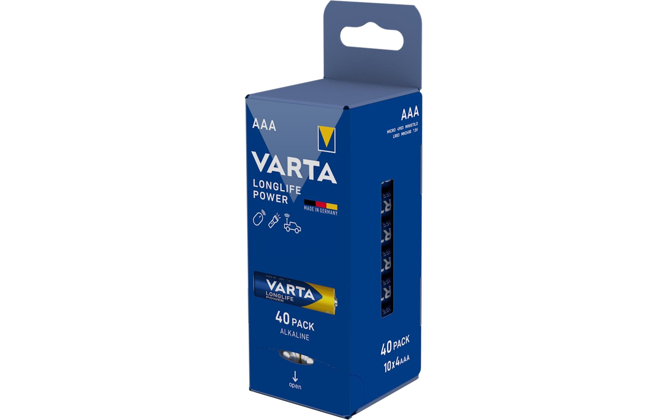 VARTA Batterie Longlife Power AAA, 40Stk 40 Stück, Storagebox, 1.5V