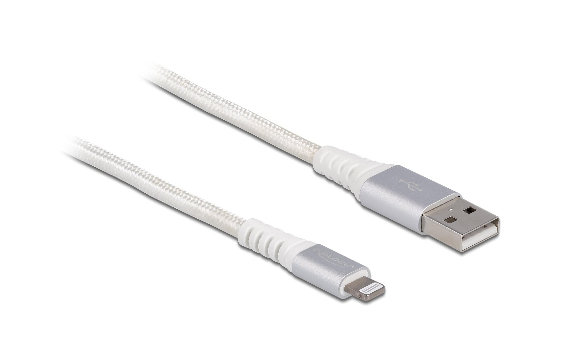 Delock USB Daten&Ladekabel, Weiss, 3m für iPhone, iPad, iPod