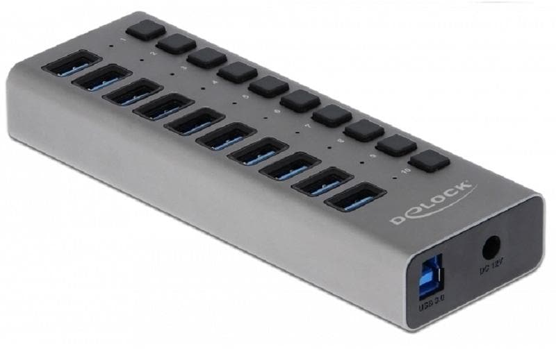 Delock 63670 USB 3.0 Hub SuperSpeed 10x USB 3.0 Typ-A, 12Gbps, SuperSpeed