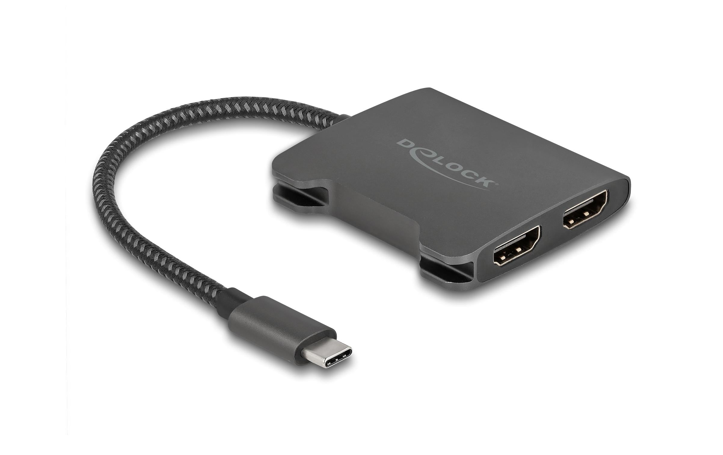 Delock USB Type-C Splitter zu 2x HDMI MST 4K 60Hz, schwarz, DP Alternate Mode
