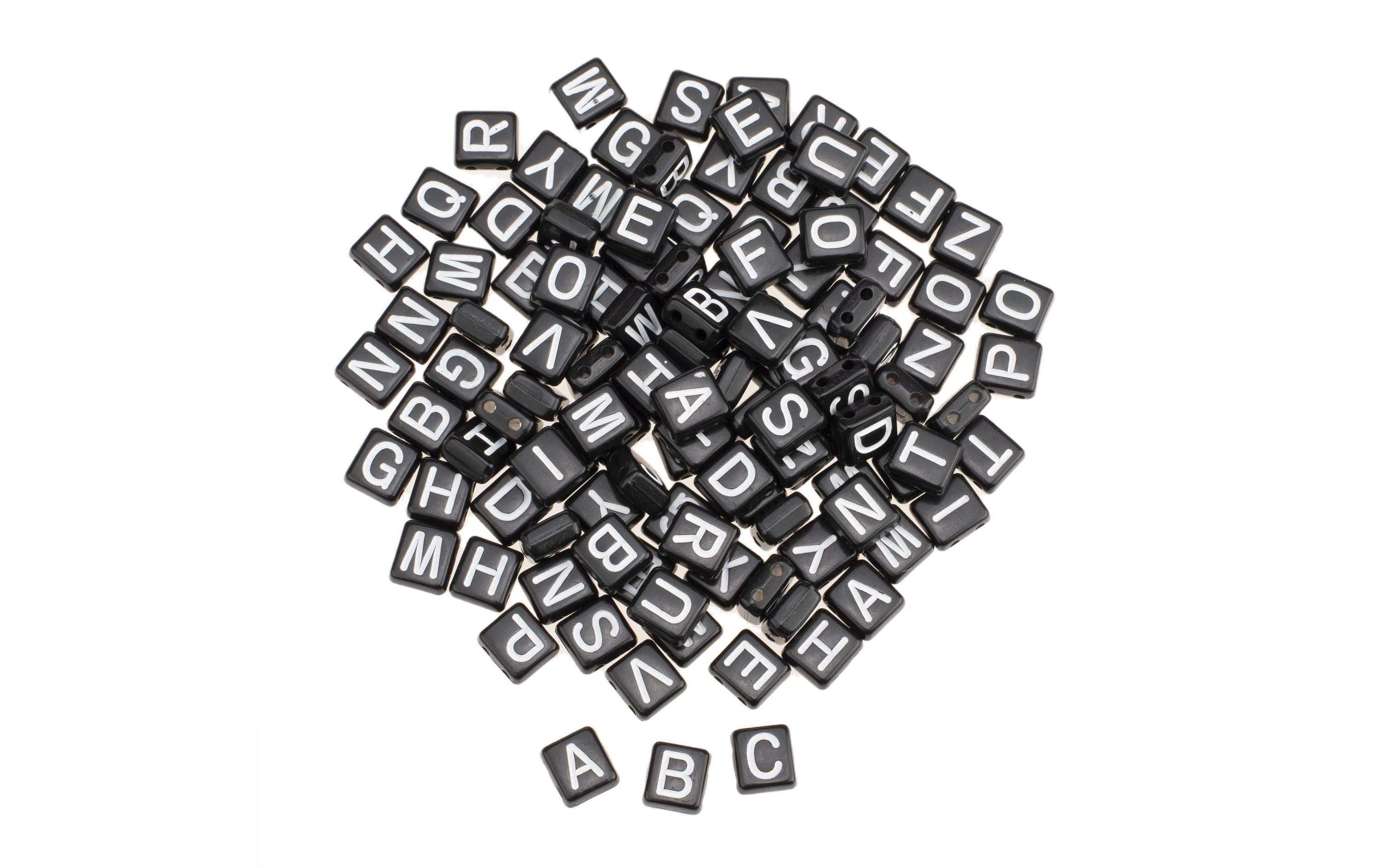 Glorex Buchstabenperlen Kunststoff, ca. 110 Stk, 5 mm, schwarz