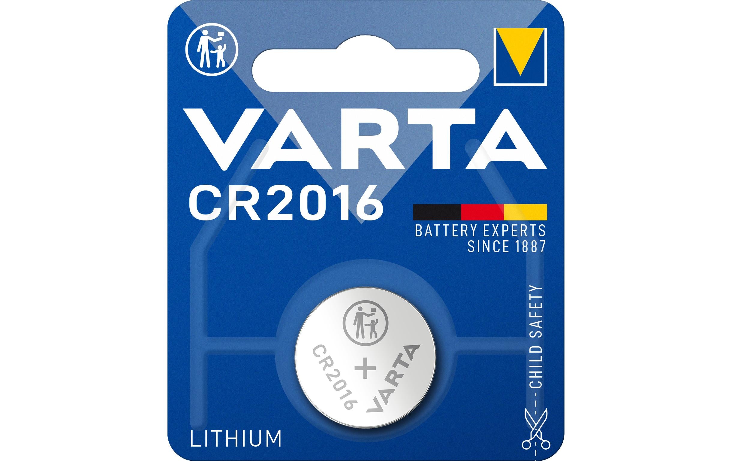 VARTA Knopfzelle CR2016, 3.0V, 1Stk 1 Stück, Blister Verpackung