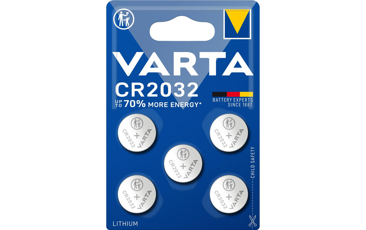 VARTA Knopfzelle CR2032, 3.0V, 5Stk 5 Stück, Blister Verpackung