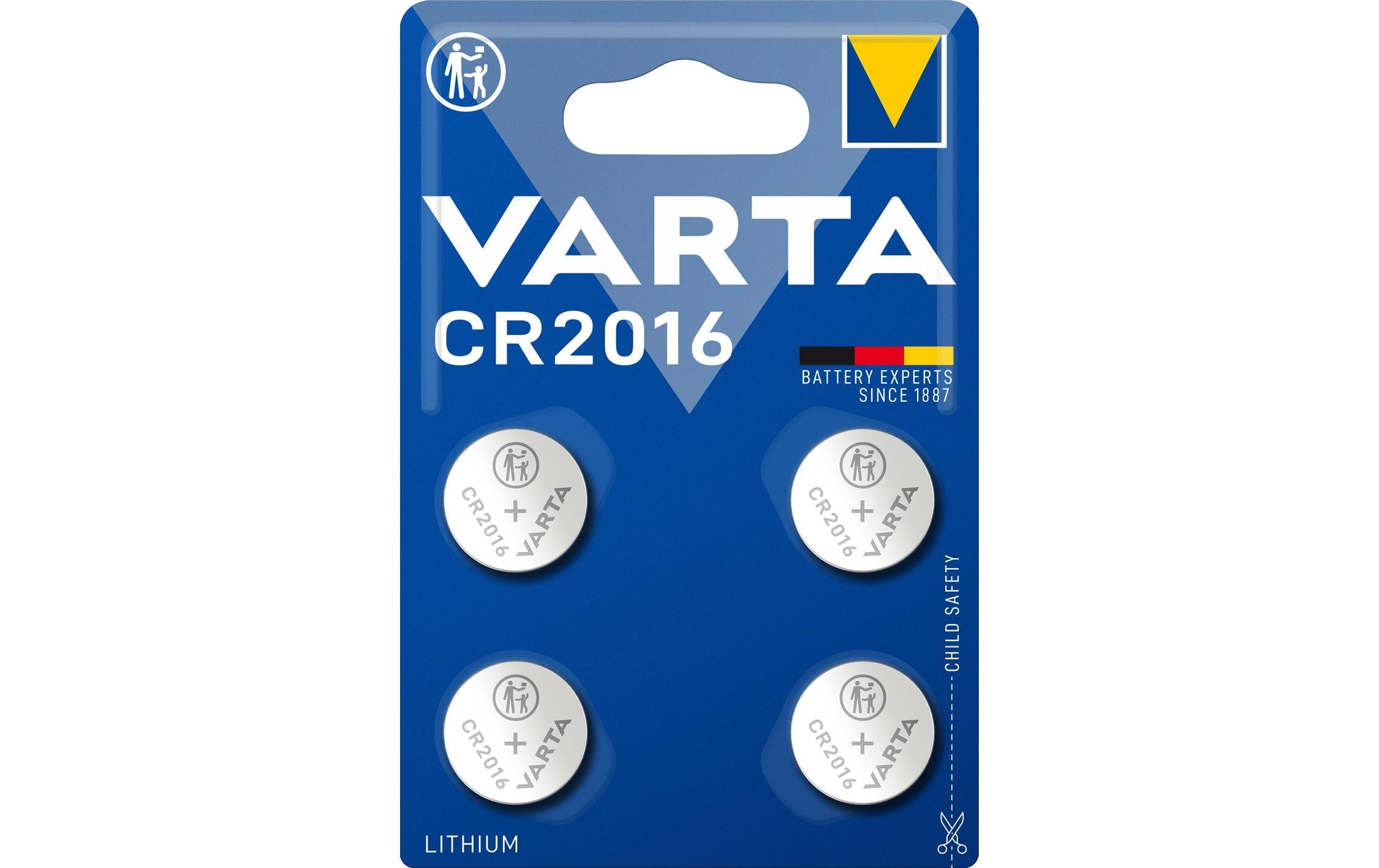 VARTA Knopfzelle CR2016, 3.0V, 4Stk 4 Stück, Blister Verpackung
